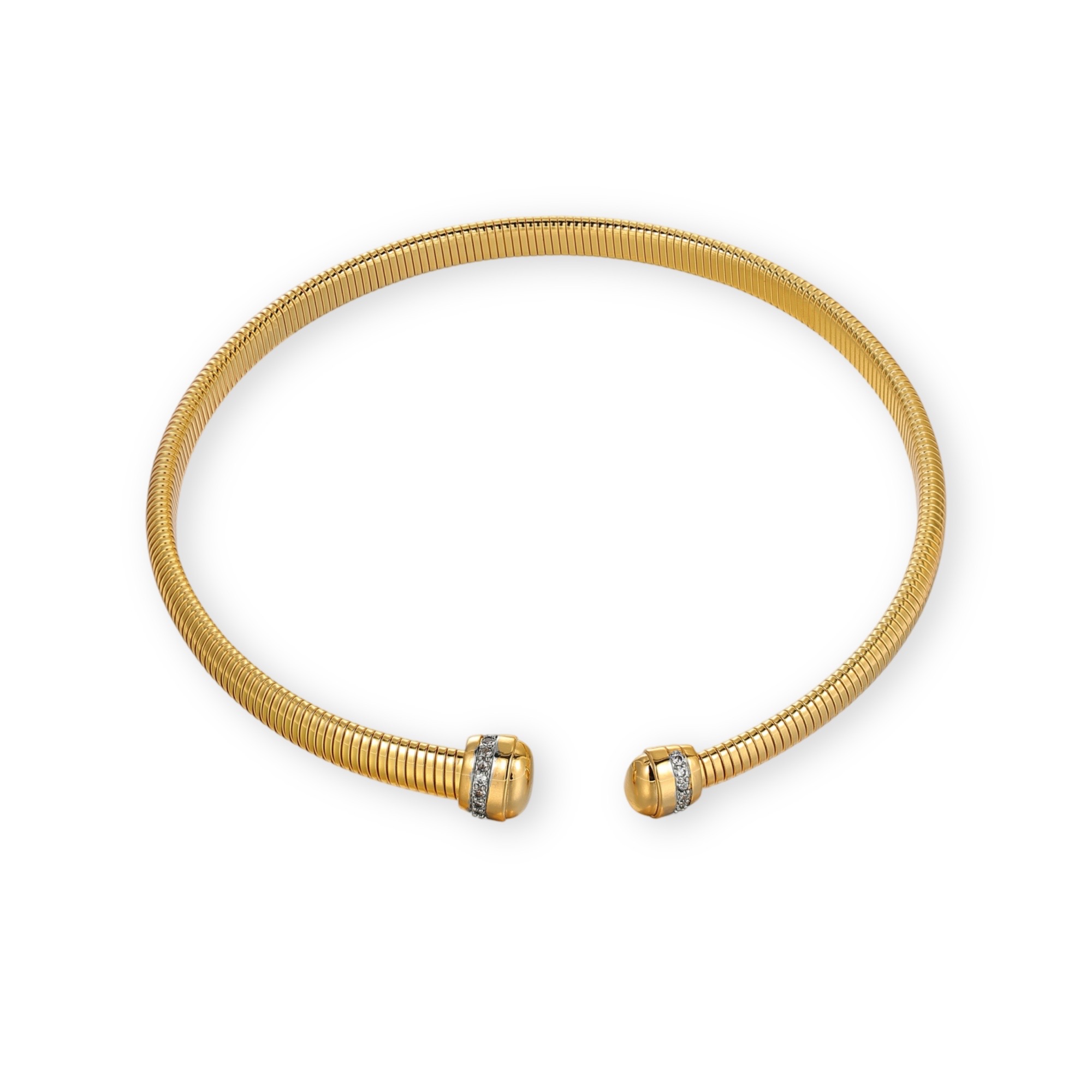 Friedhilda 18K Gold Pavé Ball Accents Choker Necklace