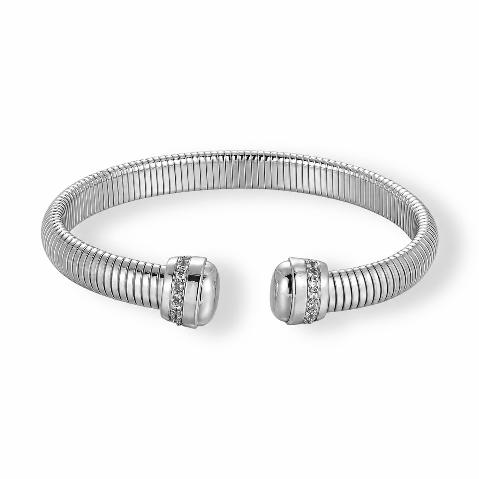 Friedhilda 18K Gold Pavé Ball Accents Open Bangle