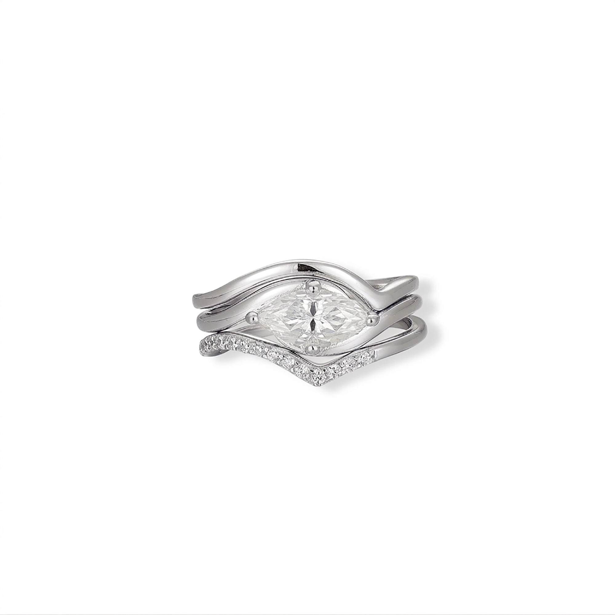 Friedlina 14K Gold Marquise Moissanite Ring Set