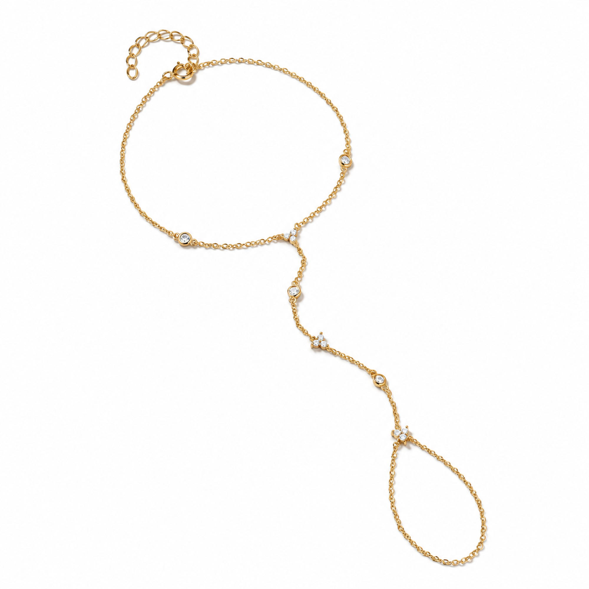 Gabriela 14K Gold Trèfle Linked Finger Bracelet
