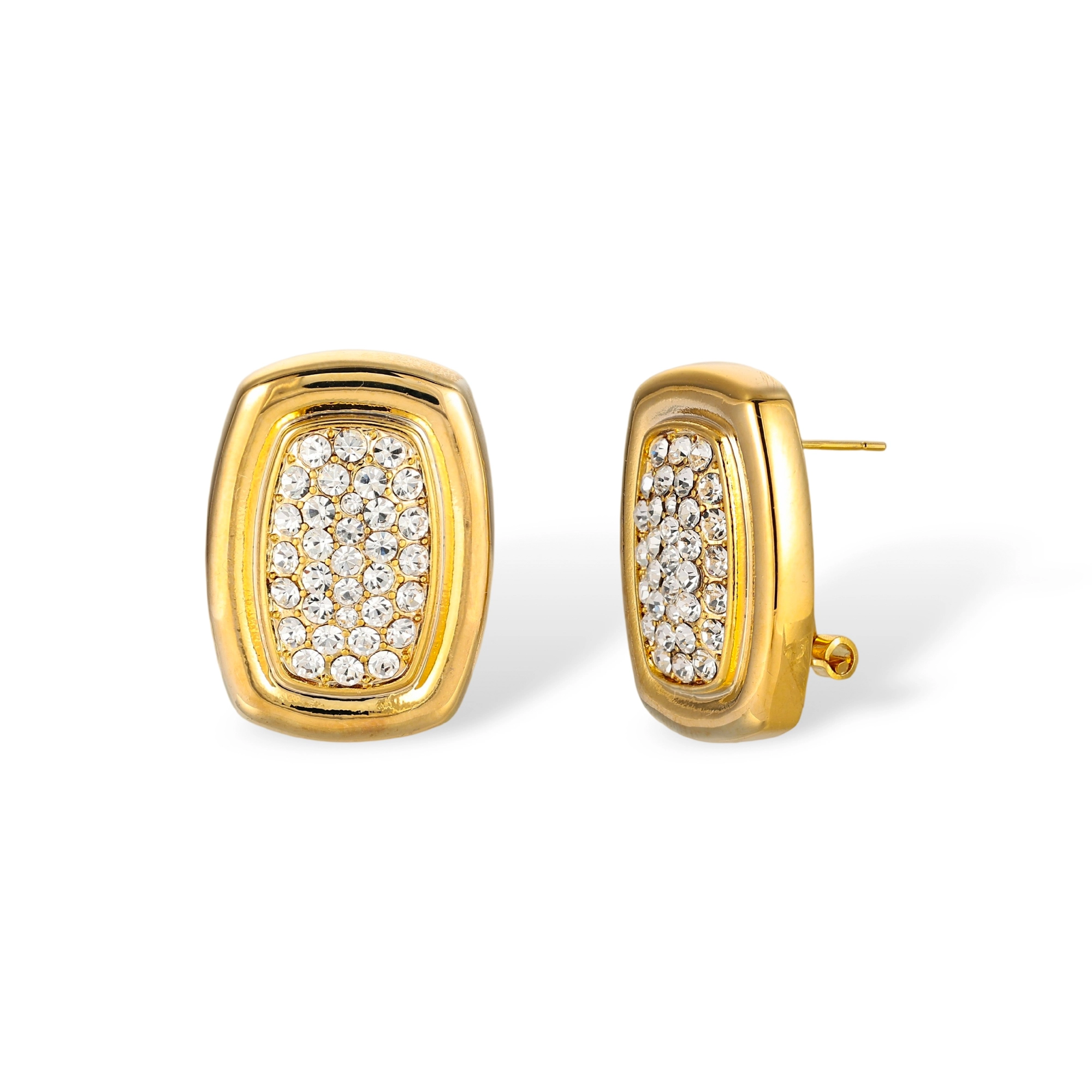 Gabriele 24K Gold Rectangular Pavé Stud Earrings