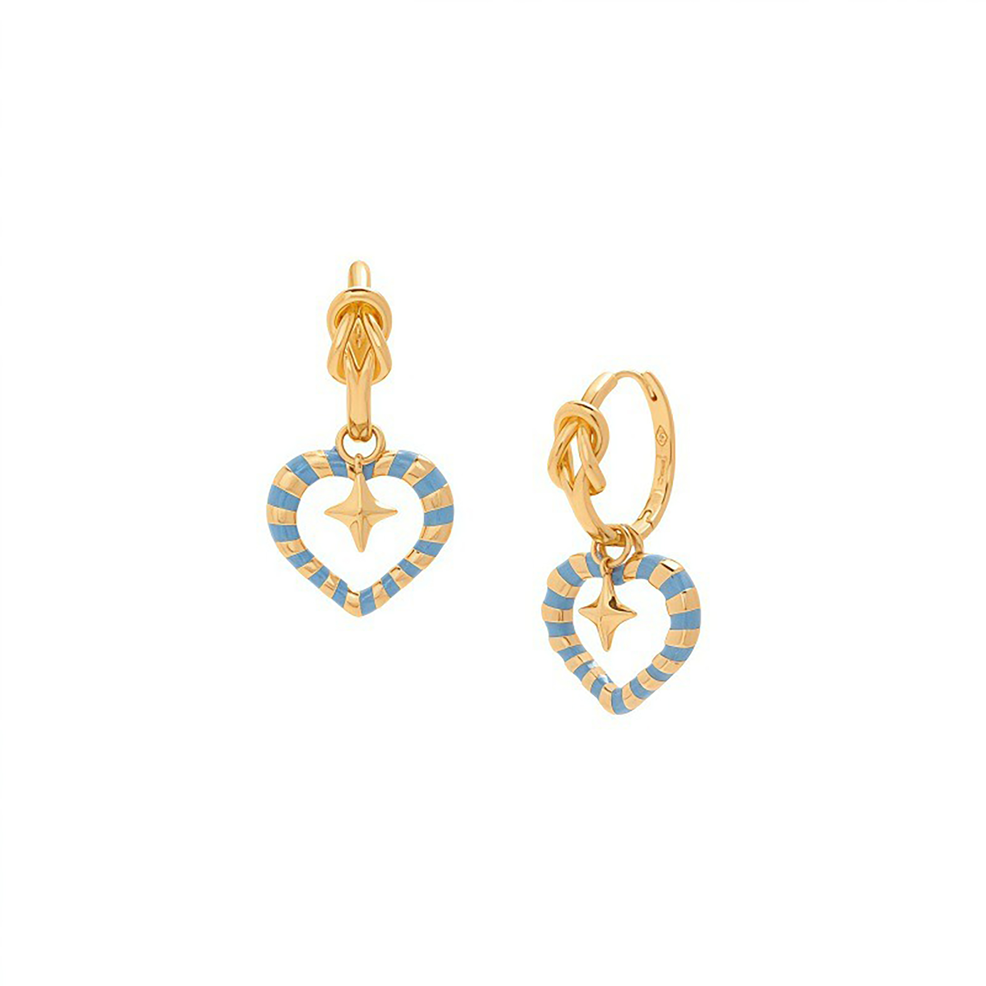 Galatea 14K Gold Heart Star Huggie Earrings