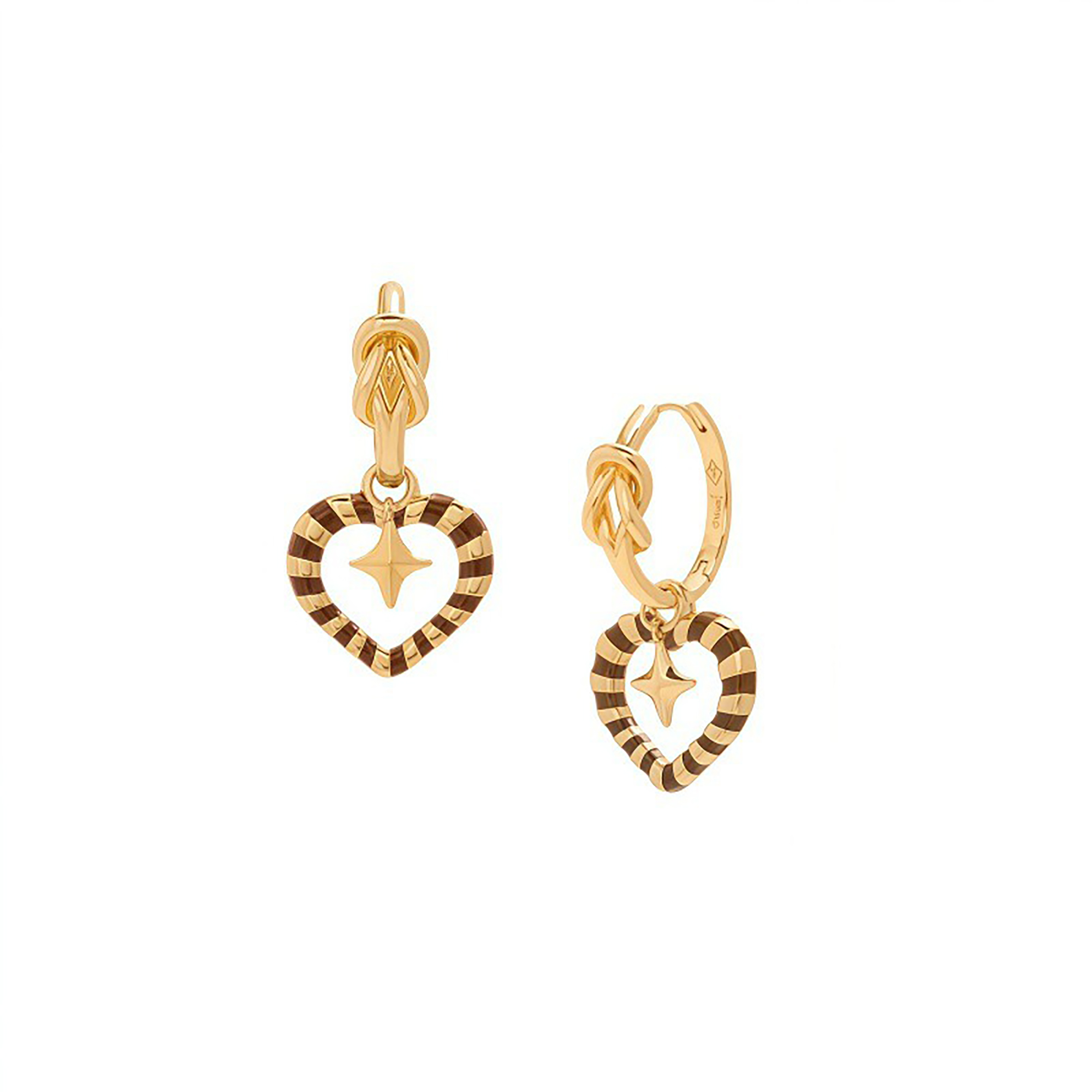 Galatea 14K Gold Heart Star Huggie Earrings
