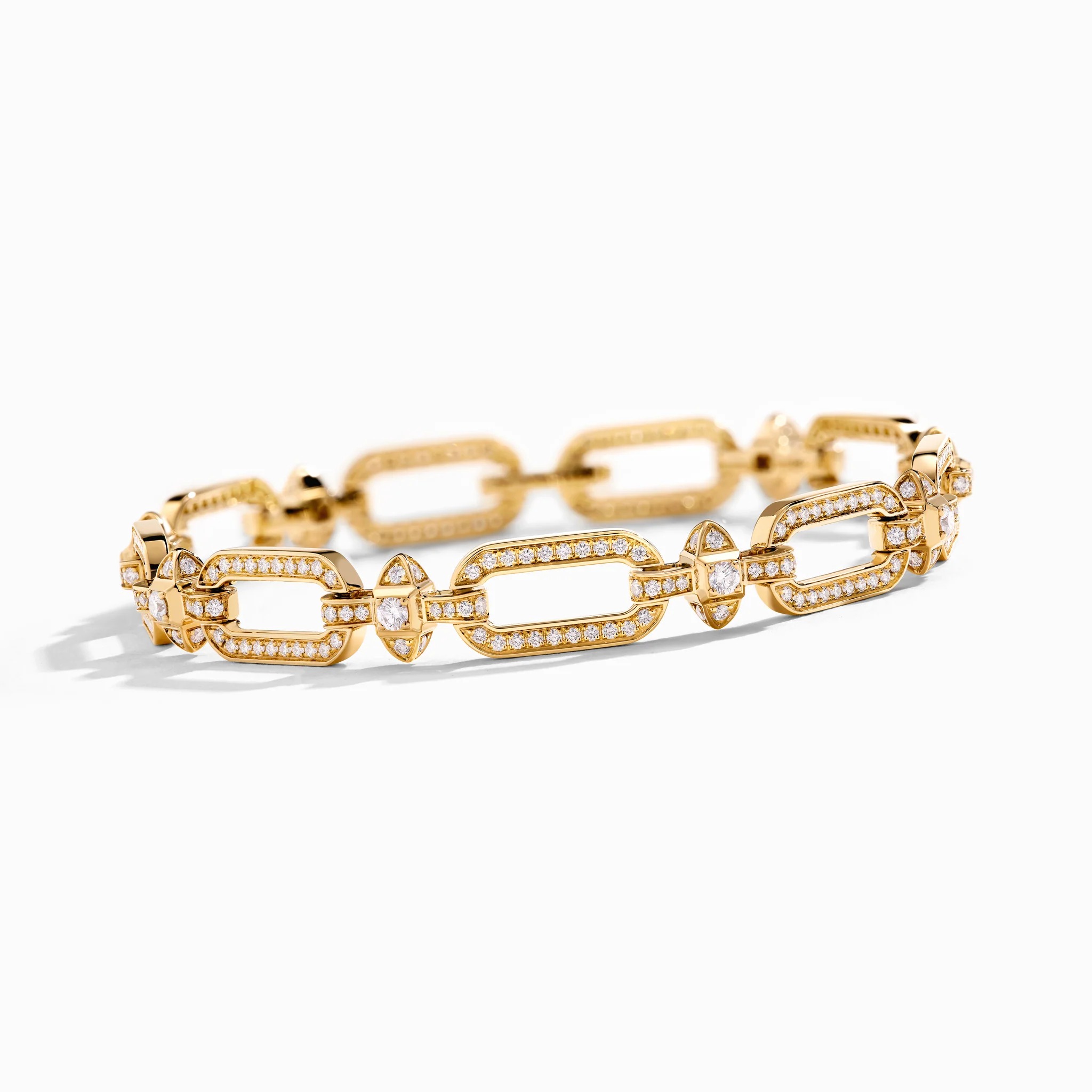 Gerburga 18K Gold Pavé Rectangular Link Bracelet
