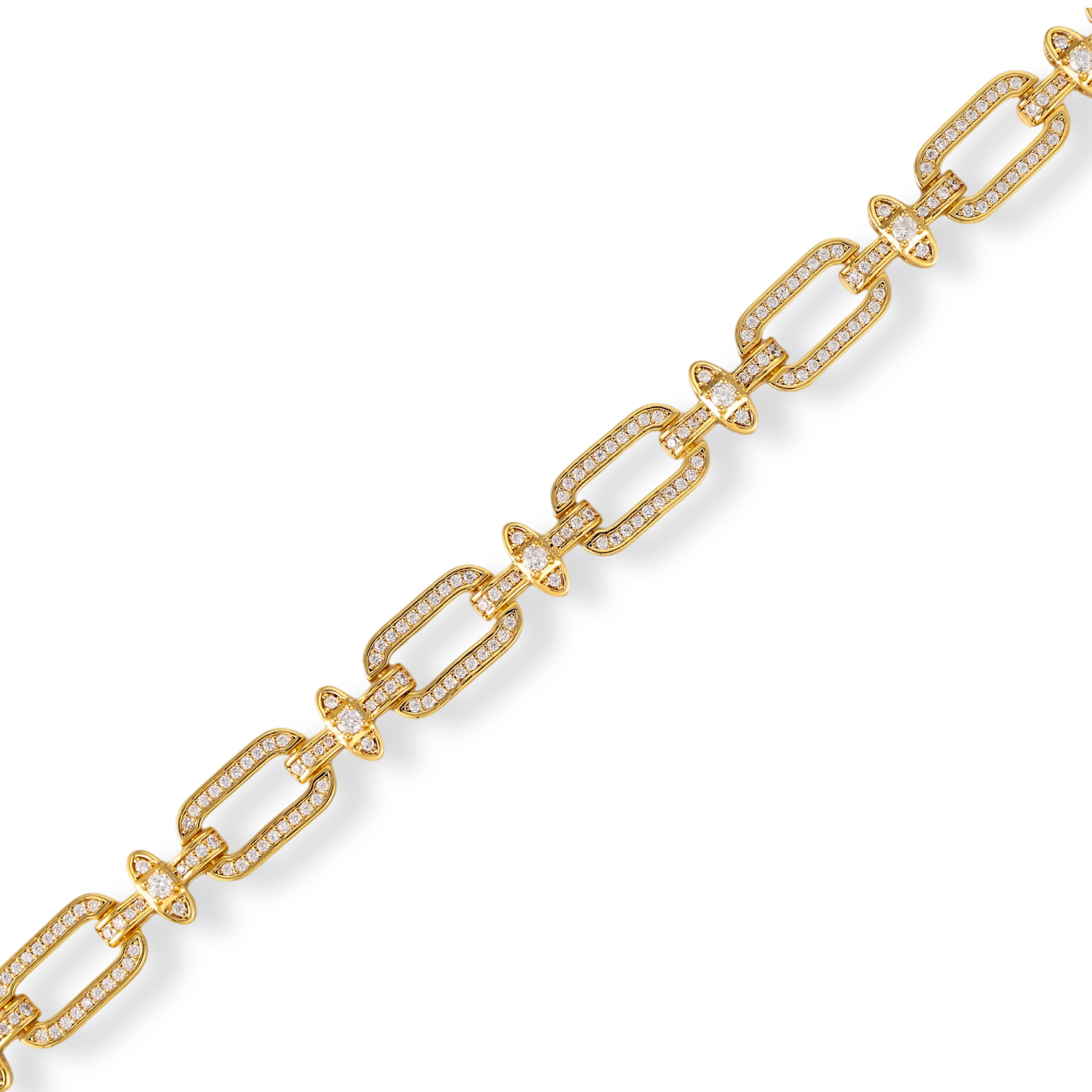 Gerburga 18K Gold Pavé Rectangular Link Bracelet