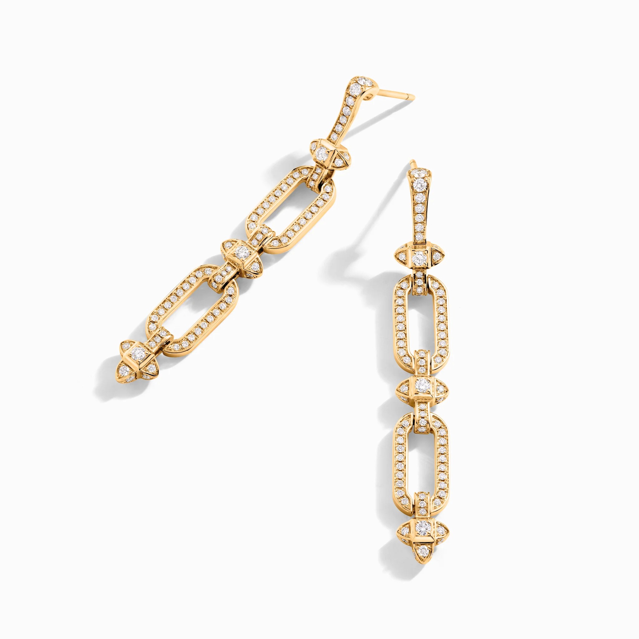 Gerburga 18K Gold Pavé Rectangular Link Drop Earrings 