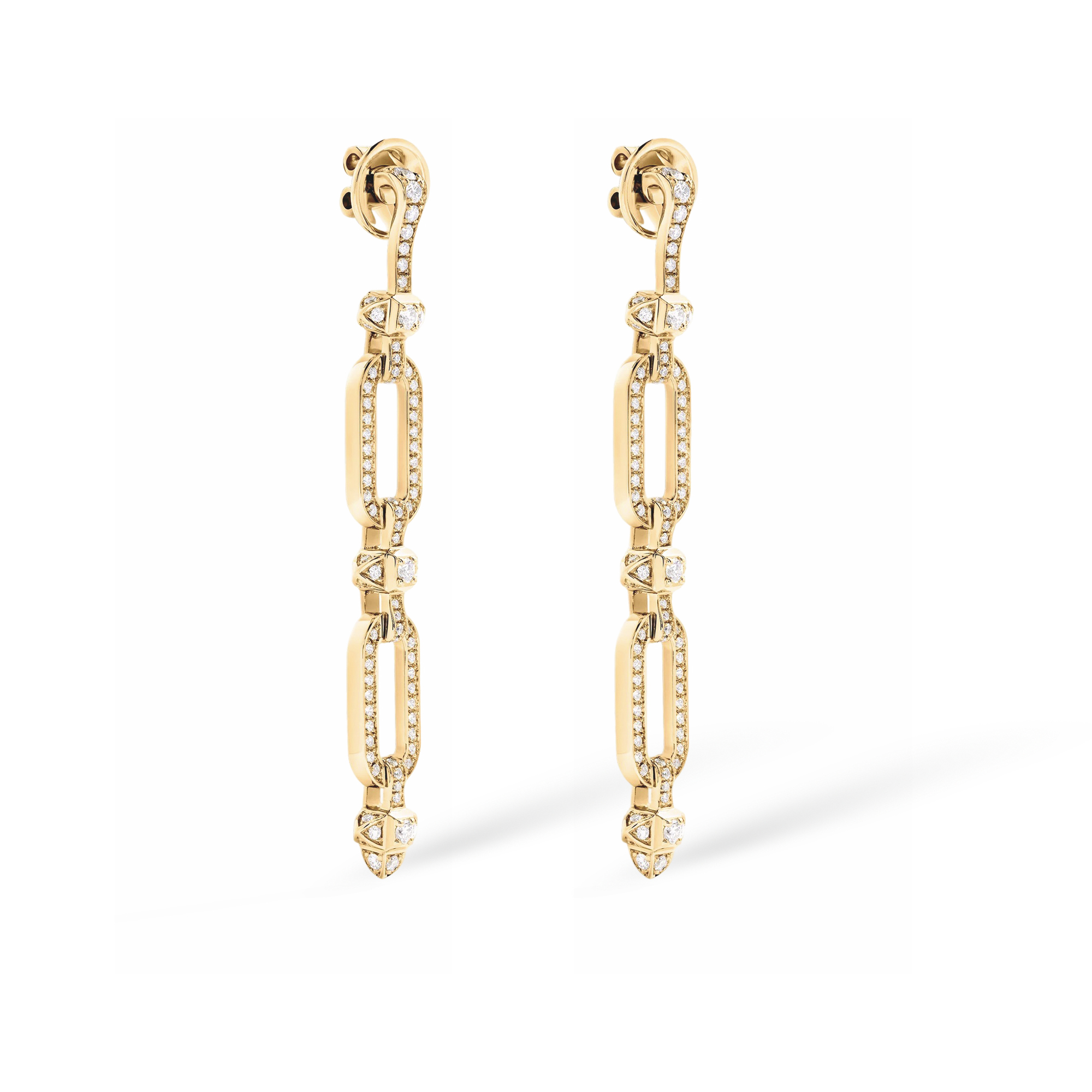Gerburga 18K Gold Pavé Rectangular Link Drop Earrings 
