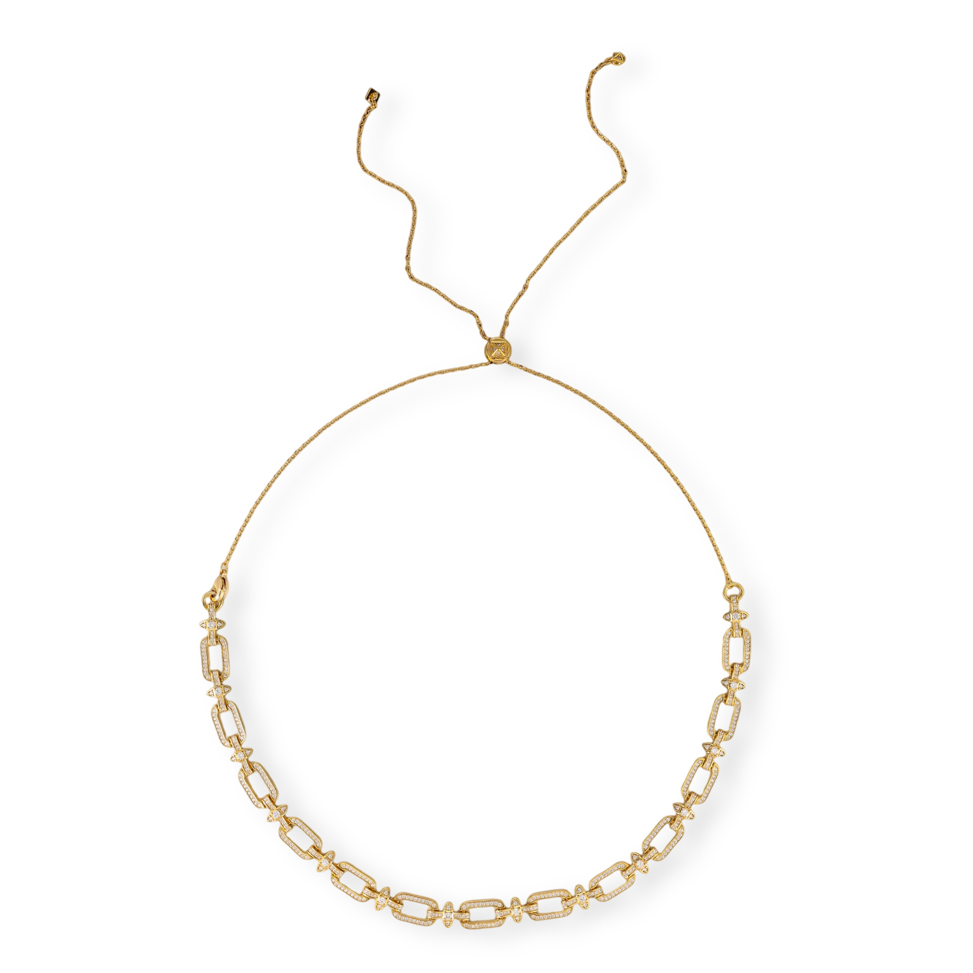 Gerburga 18K Gold Pavé Rectangular Link Necklace
