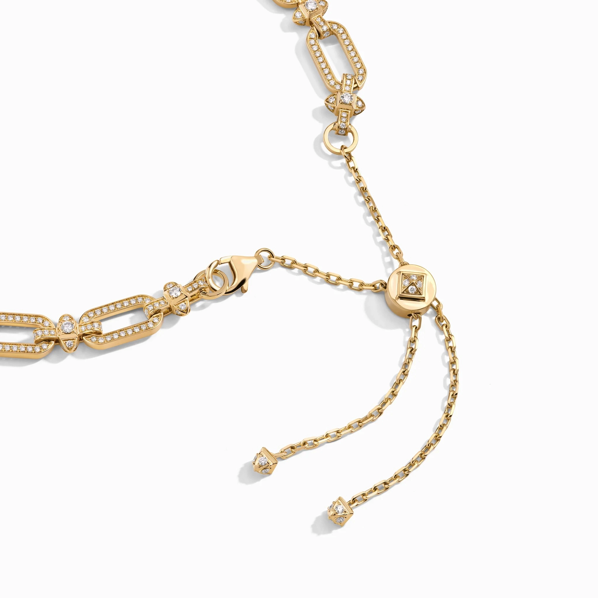 Gerburga 18K Gold Pavé Rectangular Link Necklace