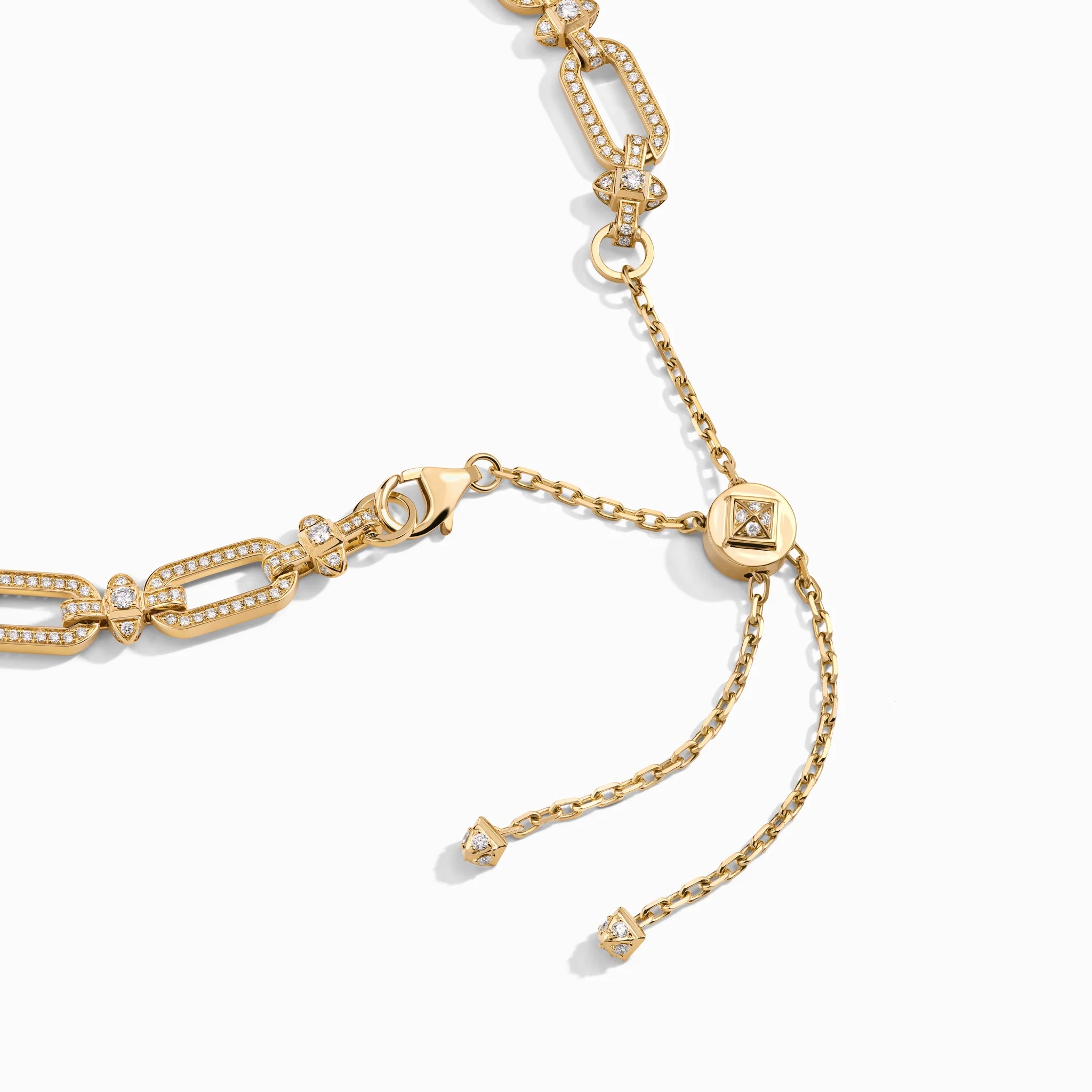 Gerburga 18K Gold Pavé Rectangular Link Necklace