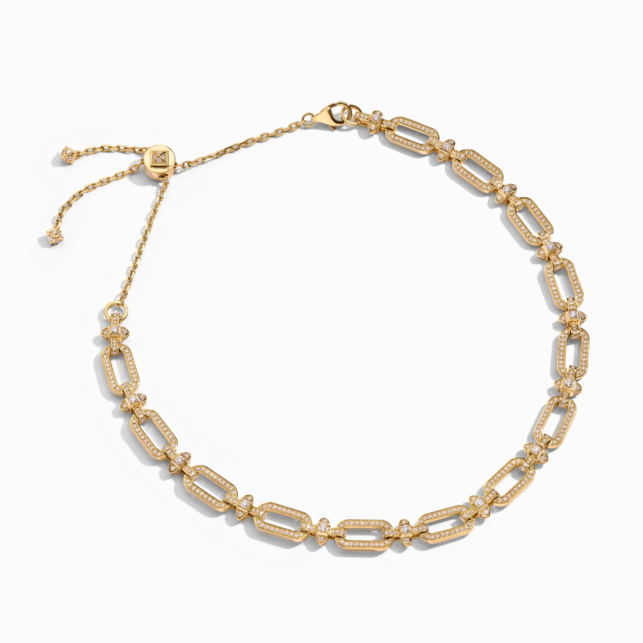 Gerburga 18K Gold Pavé Rectangular Link Necklace