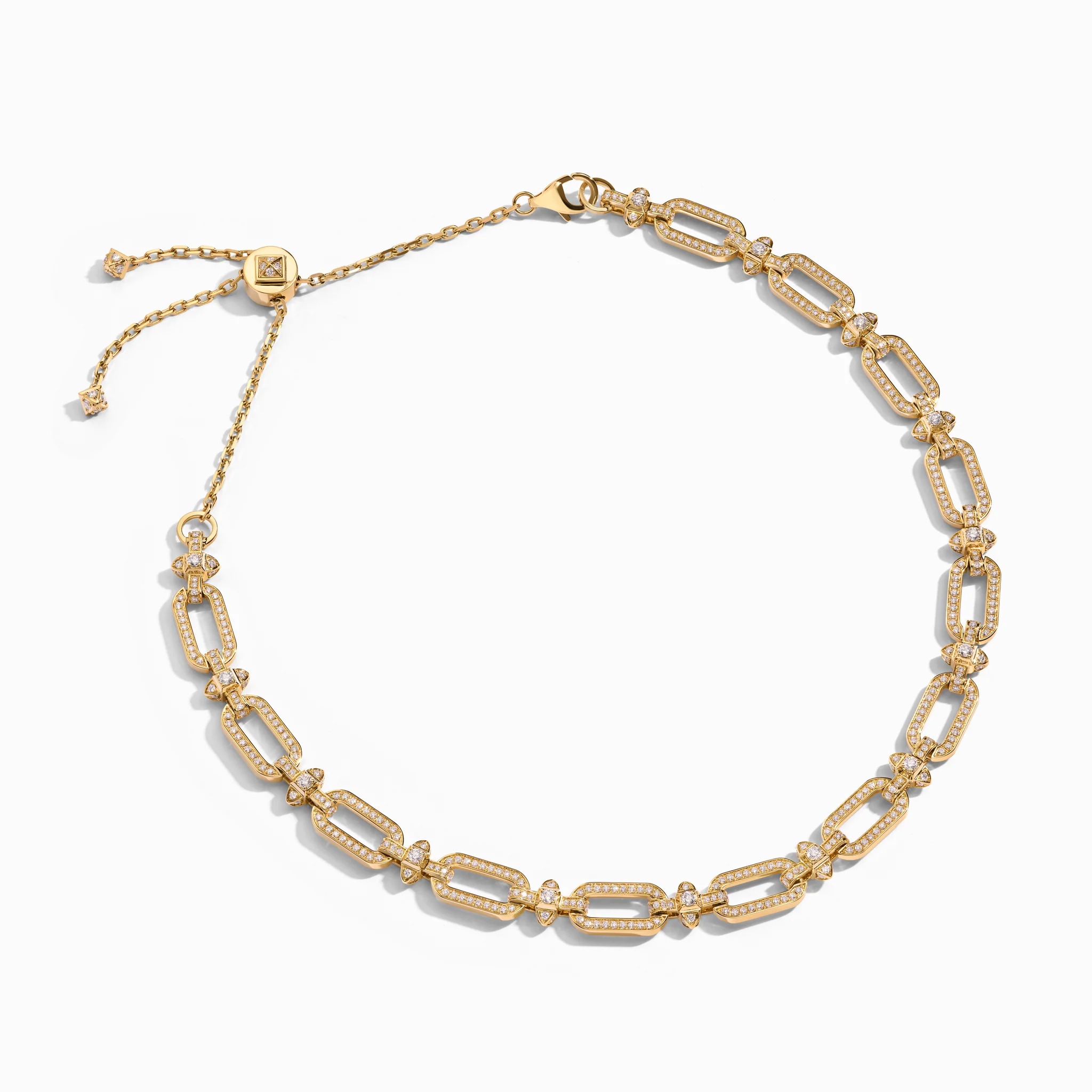 Gerburga 18K Gold Pavé Rectangular Link Necklace