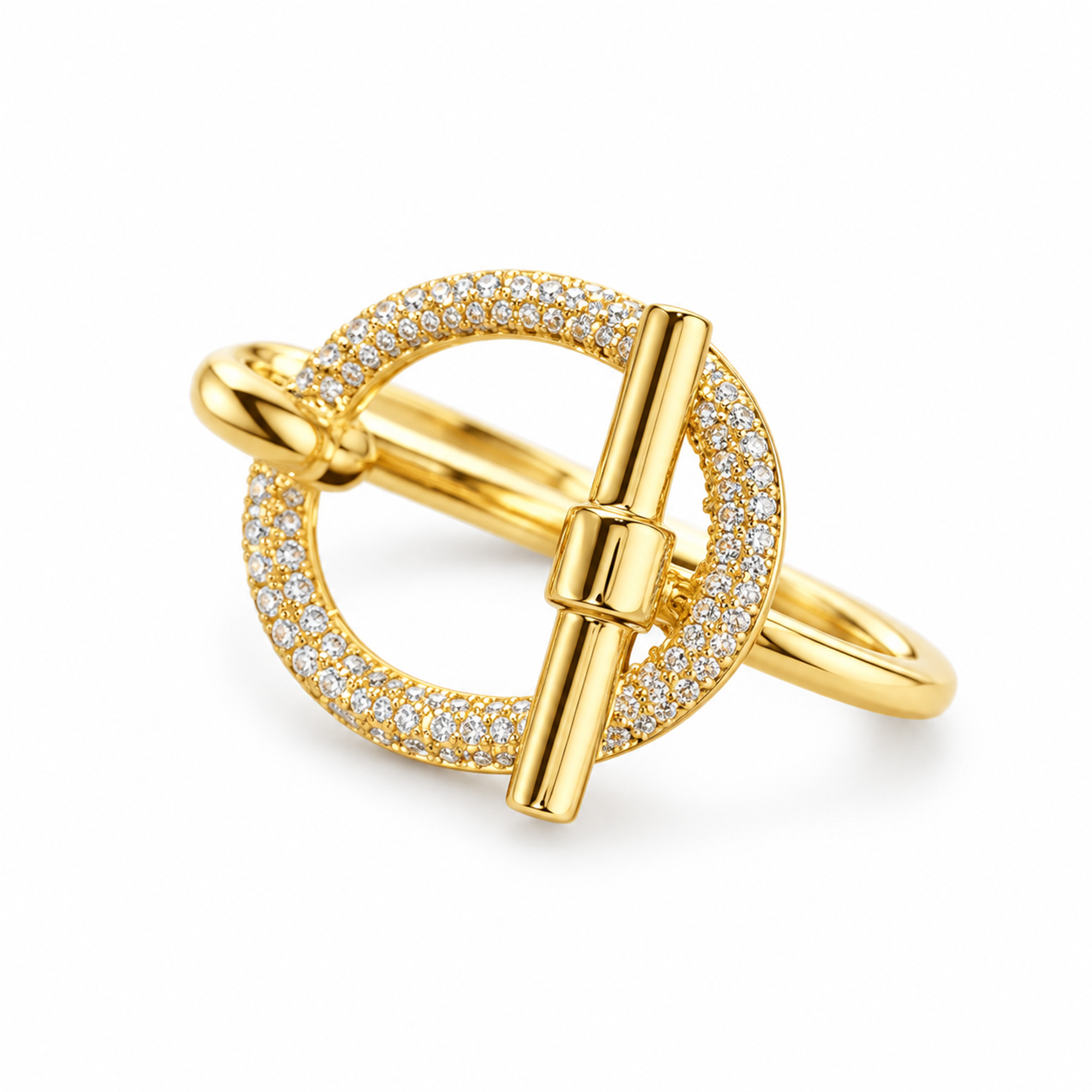 Gerhild 18K Gold Oval Toggle Pavé Open Ring