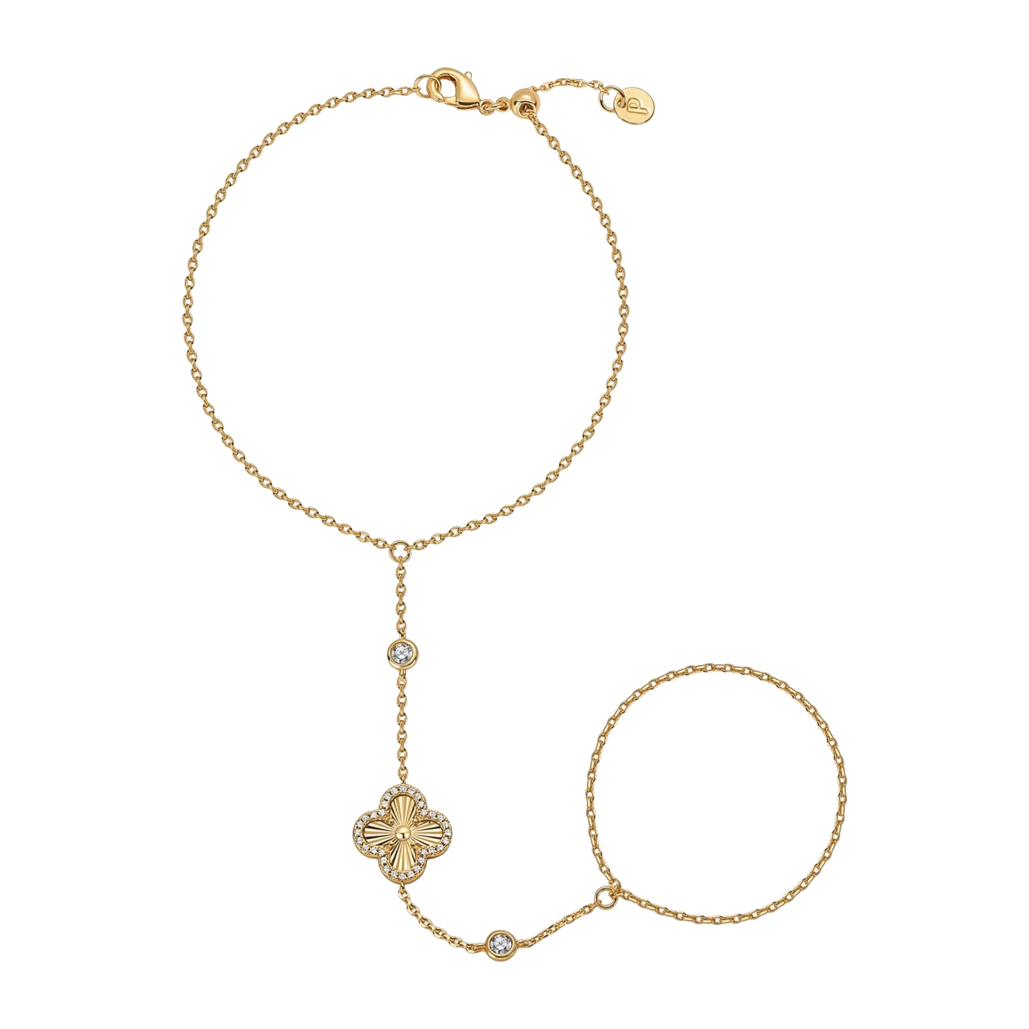 Gertrudine 18K Gold Trèfle Link Finger Bracelet