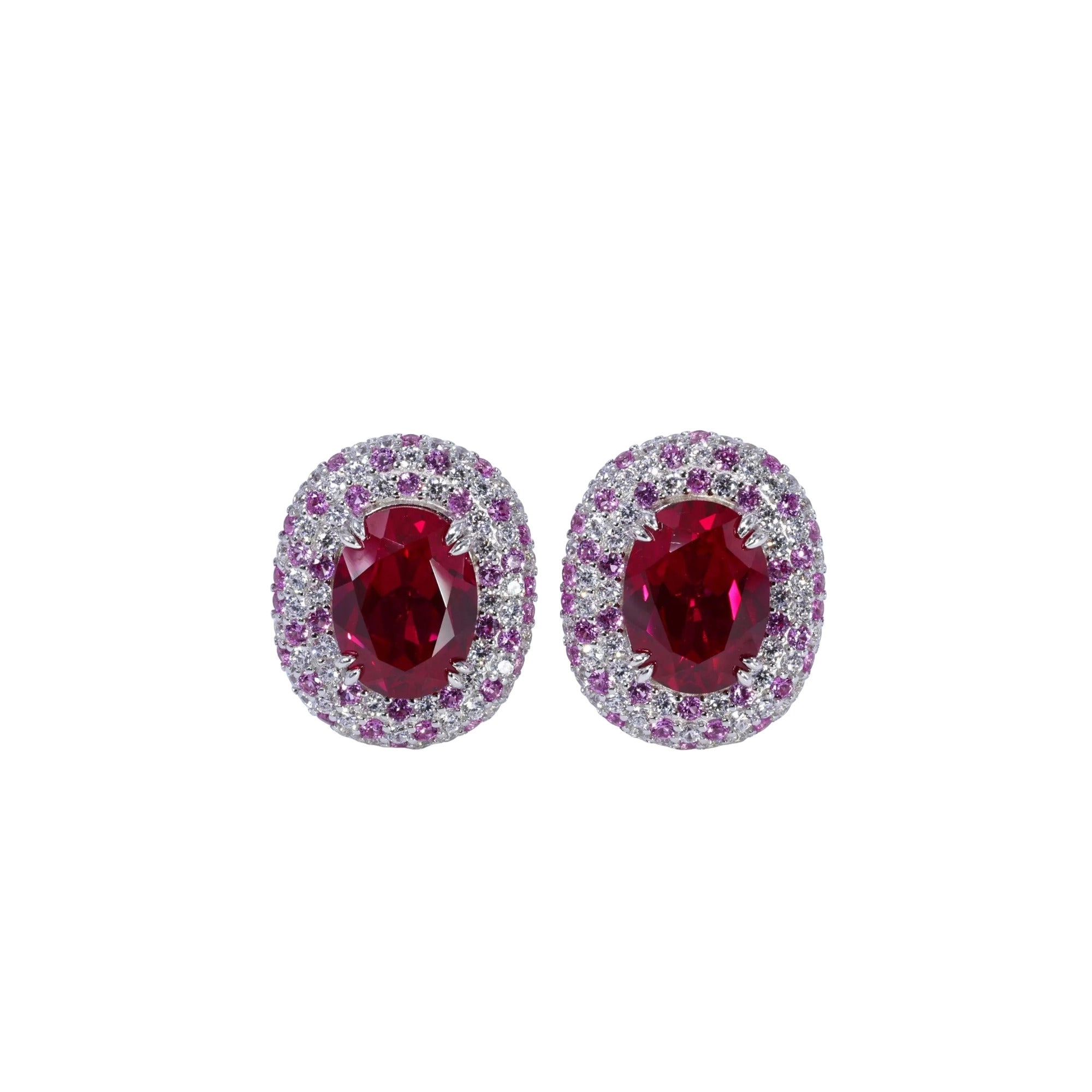 Gidèle Red Oval Stud Earrings