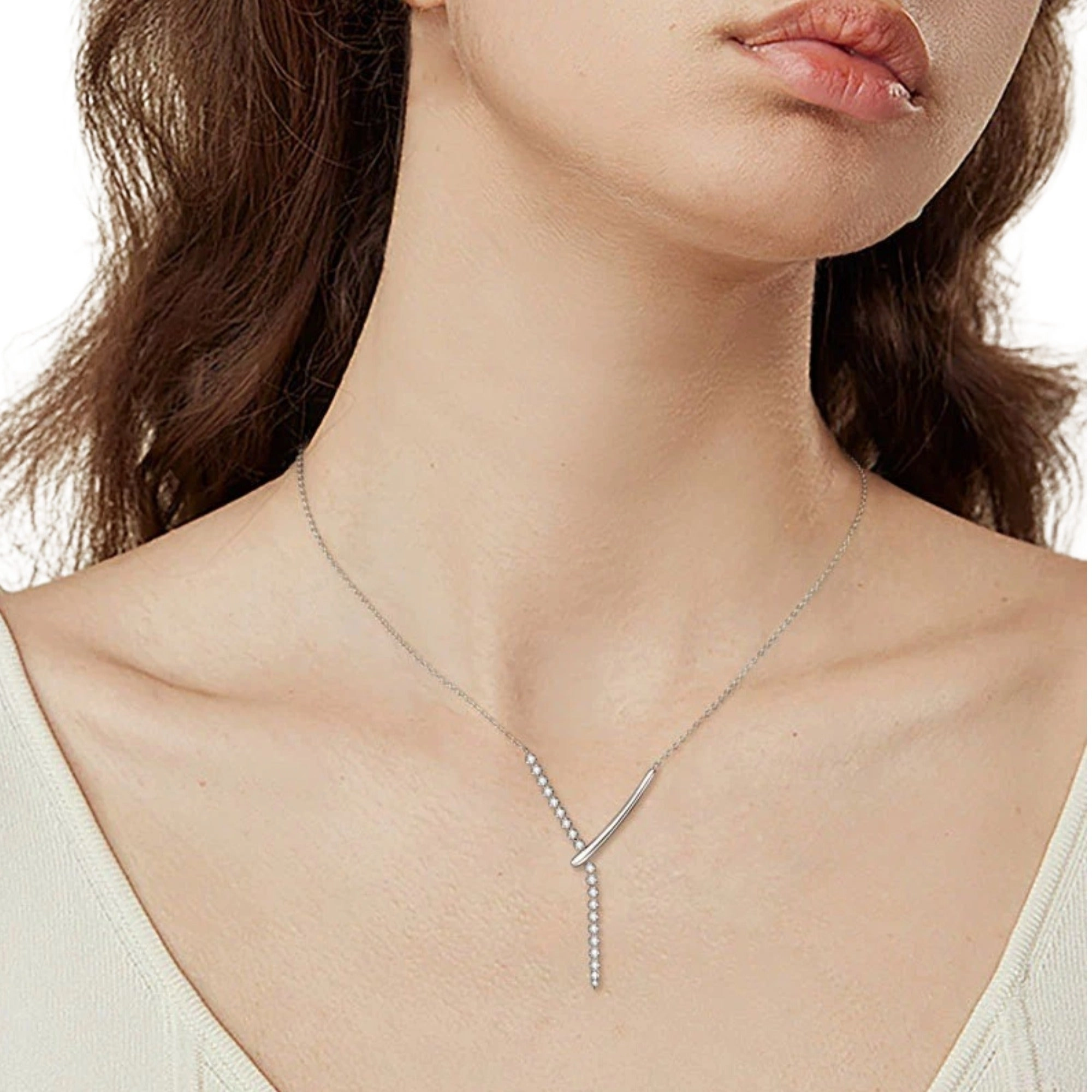 Gilette Y Shape Moissanite Necklace
