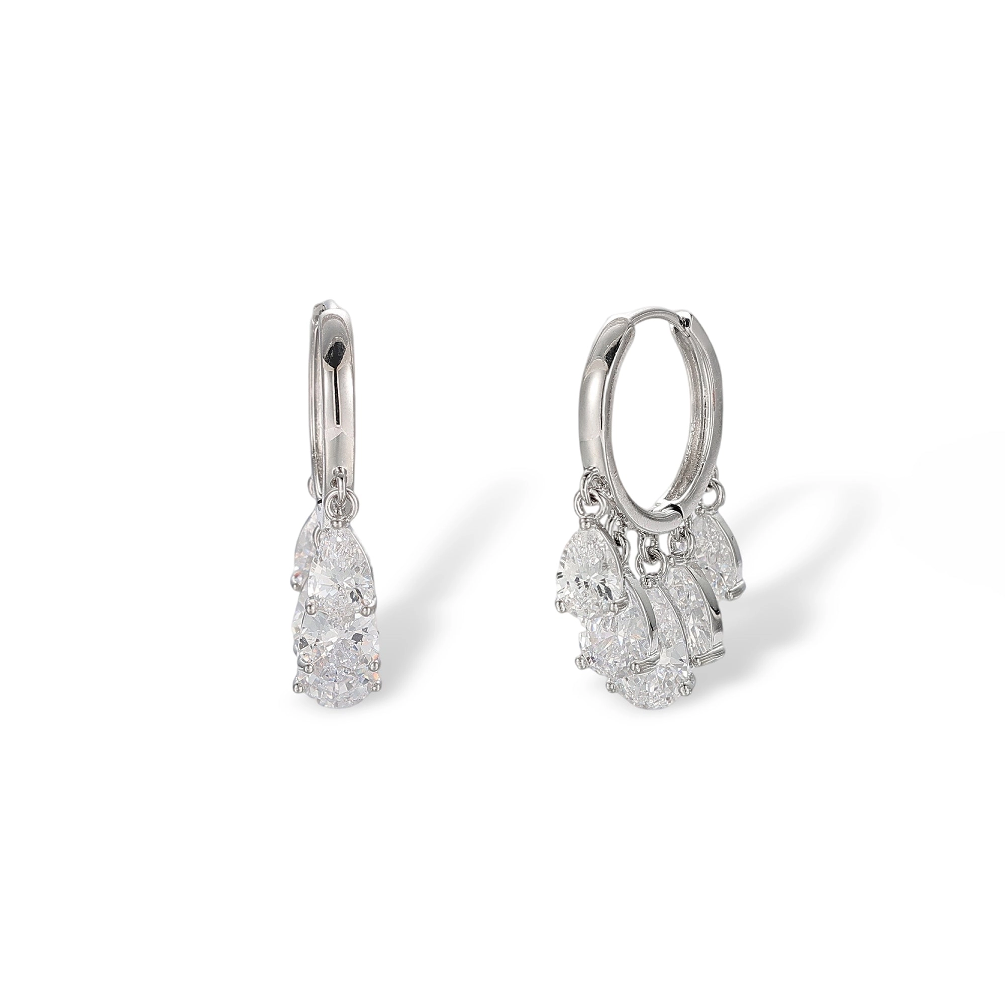 Gislène White Teardrop Huggie Earrings
