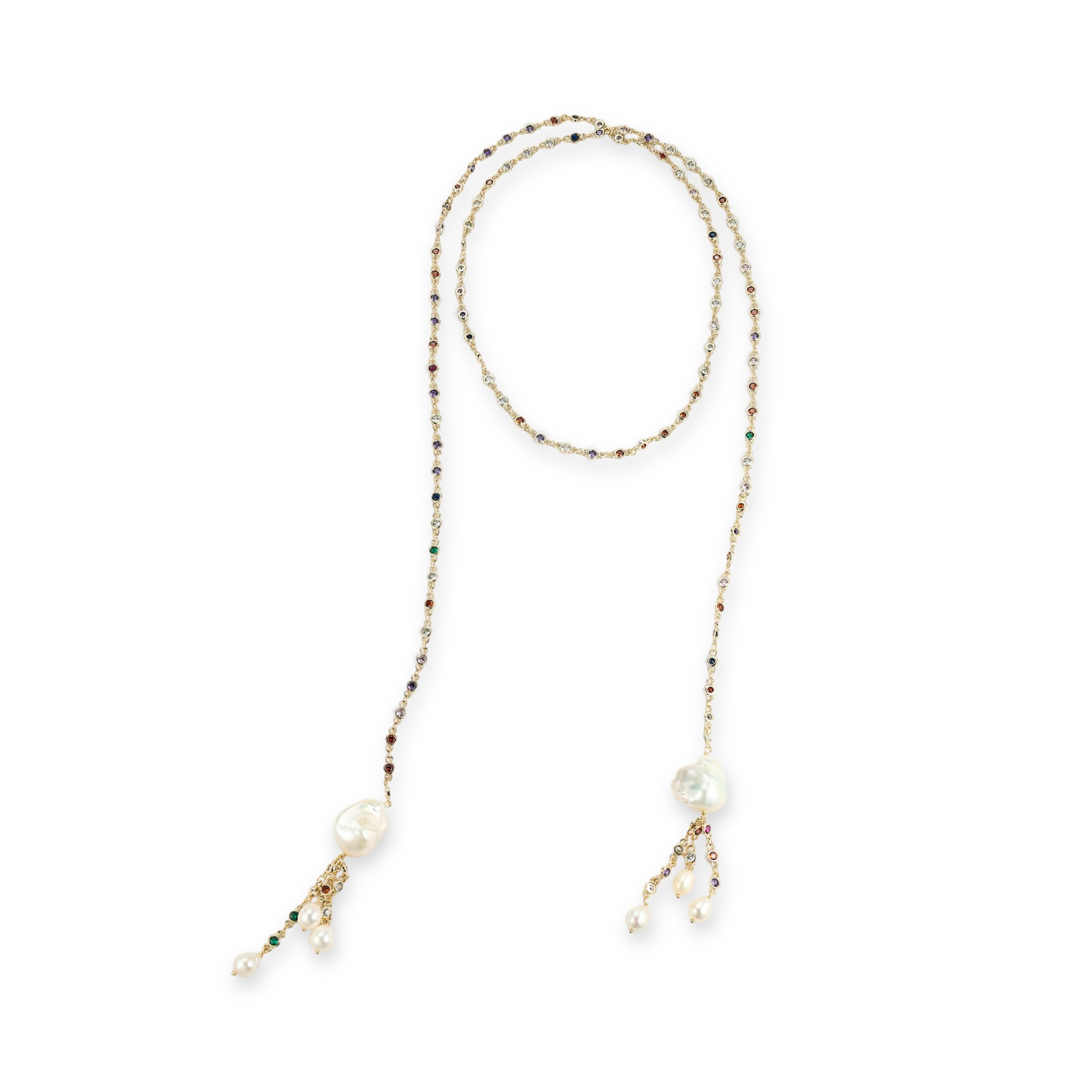 Gloriosa Multicolor Baroque Pearl Tassel Long Necklace