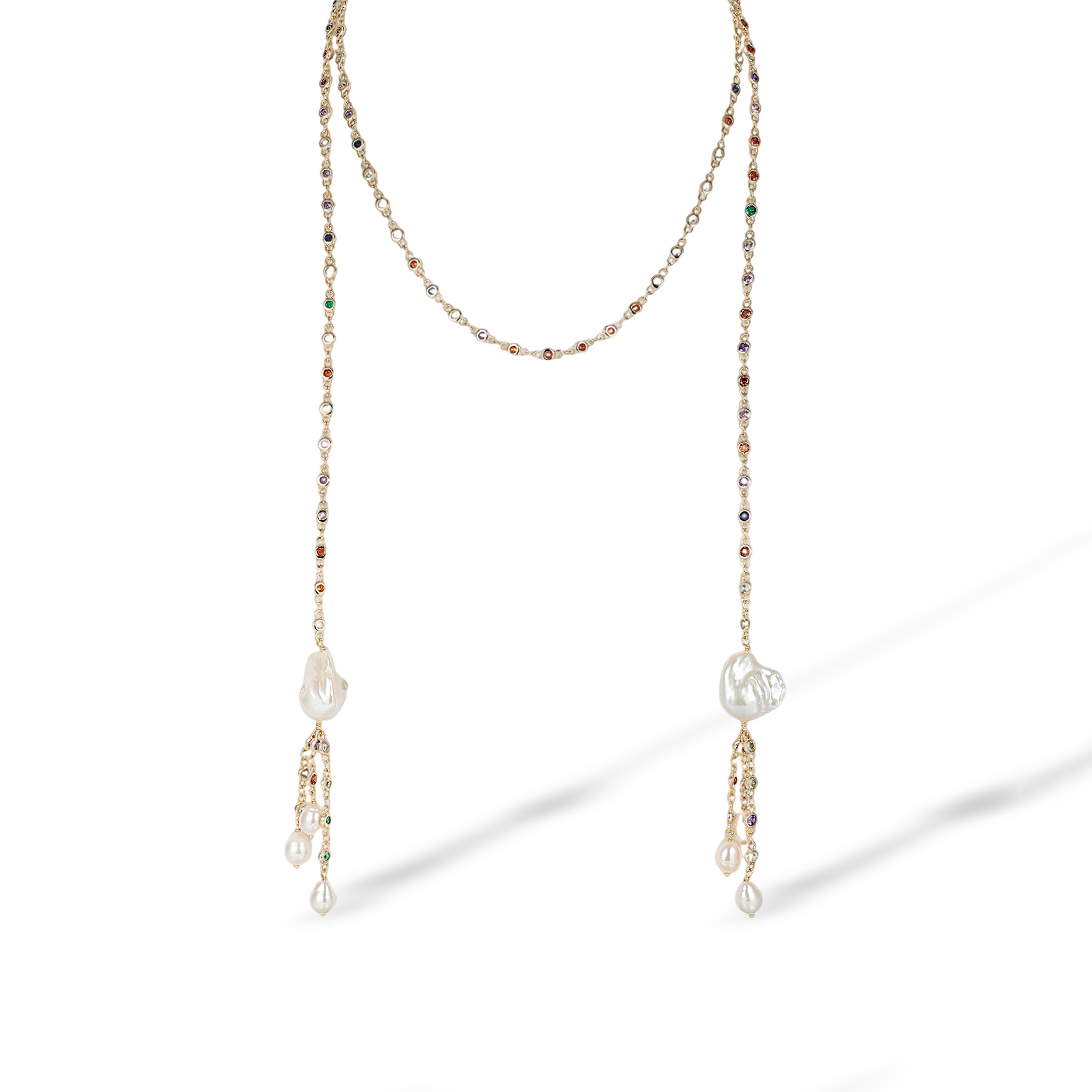 Gloriosa Multicolor Baroque Pearl Tassel Long Necklace