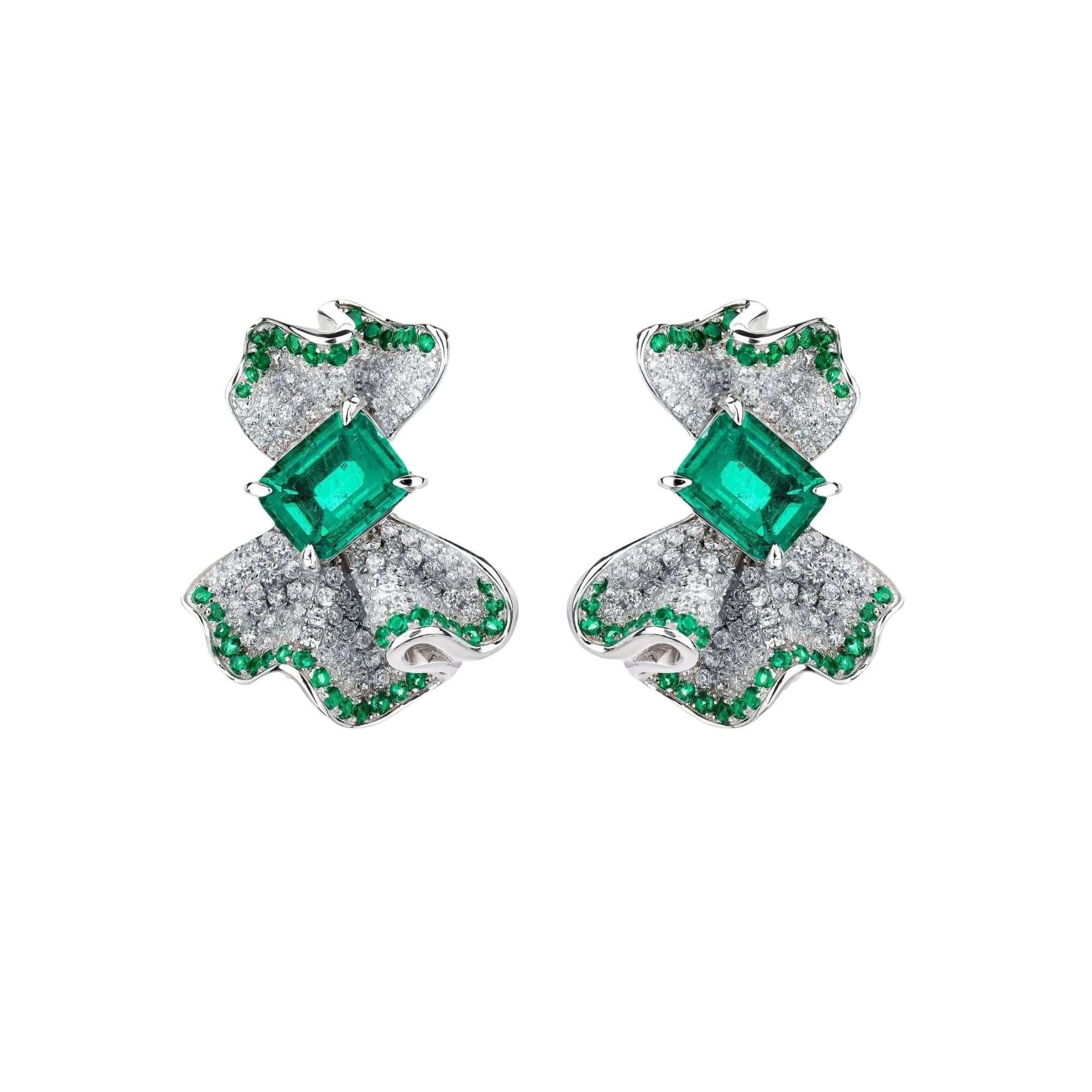 Gracianne Emerald Green Ribbon Stud Earrings