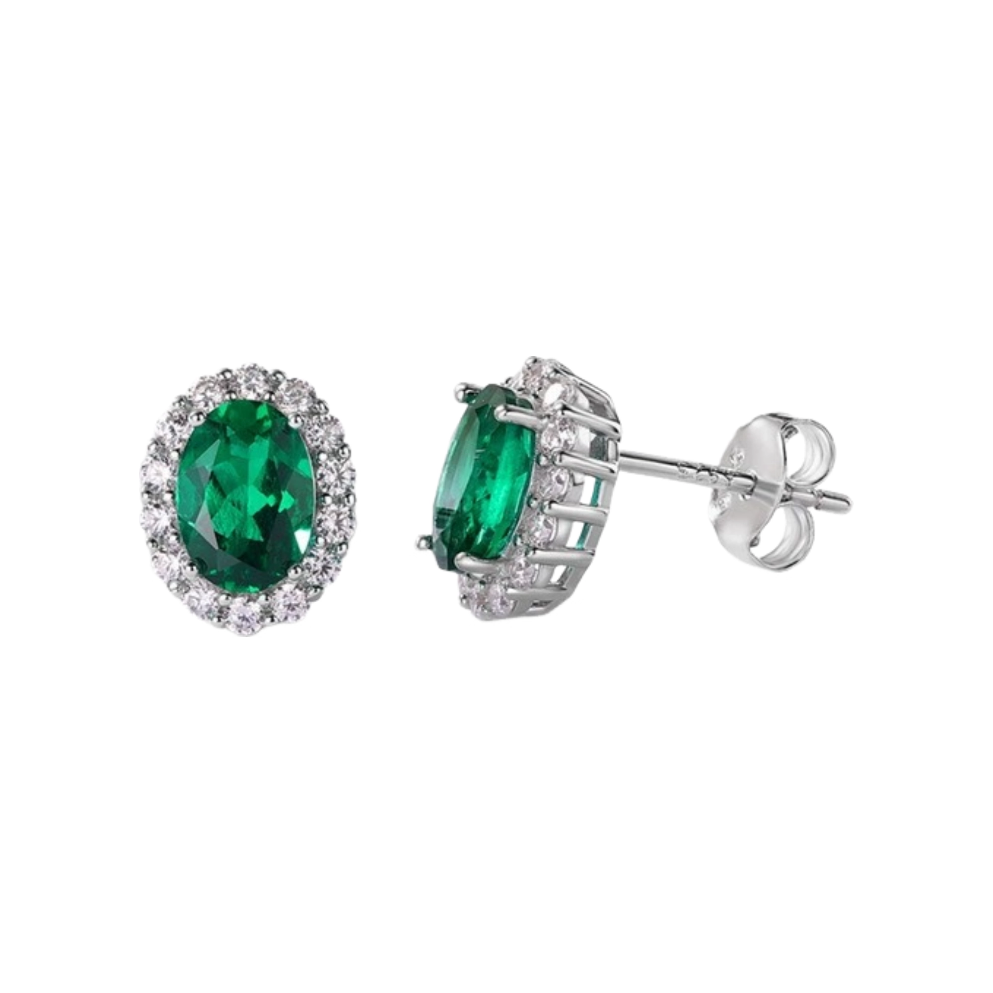 Guislaine Emerald Green Oval Stud Earrings