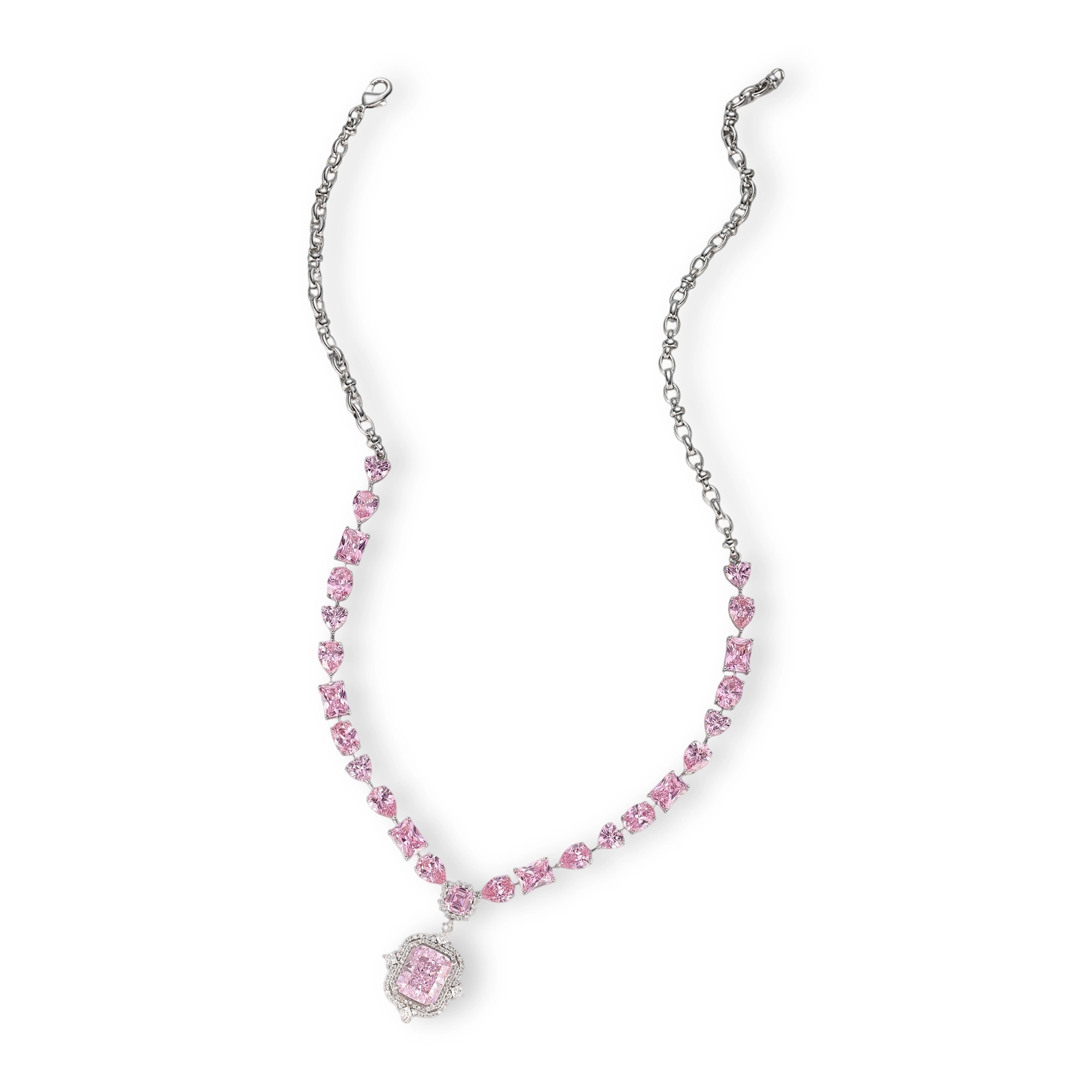 Héloïsia Pink Rectangular Pendant Necklace