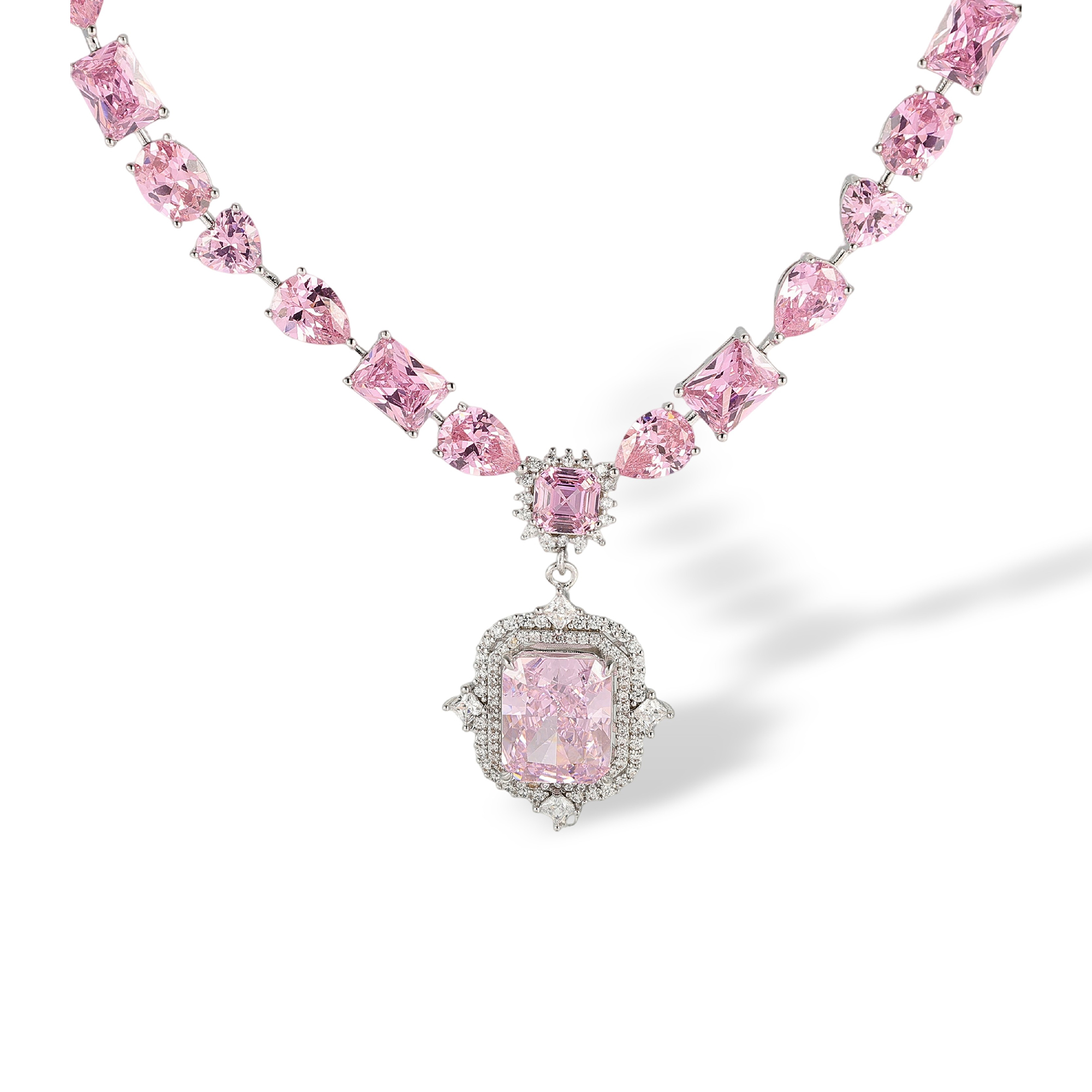 Héloïsia Pink Rectangular Pendant Necklace