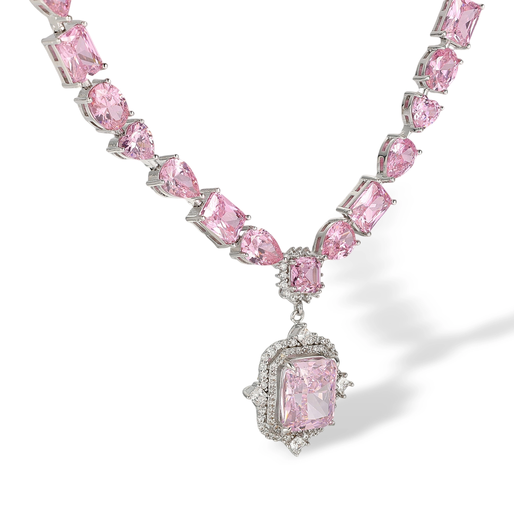 Héloïsia Pink Rectangular Pendant Necklace