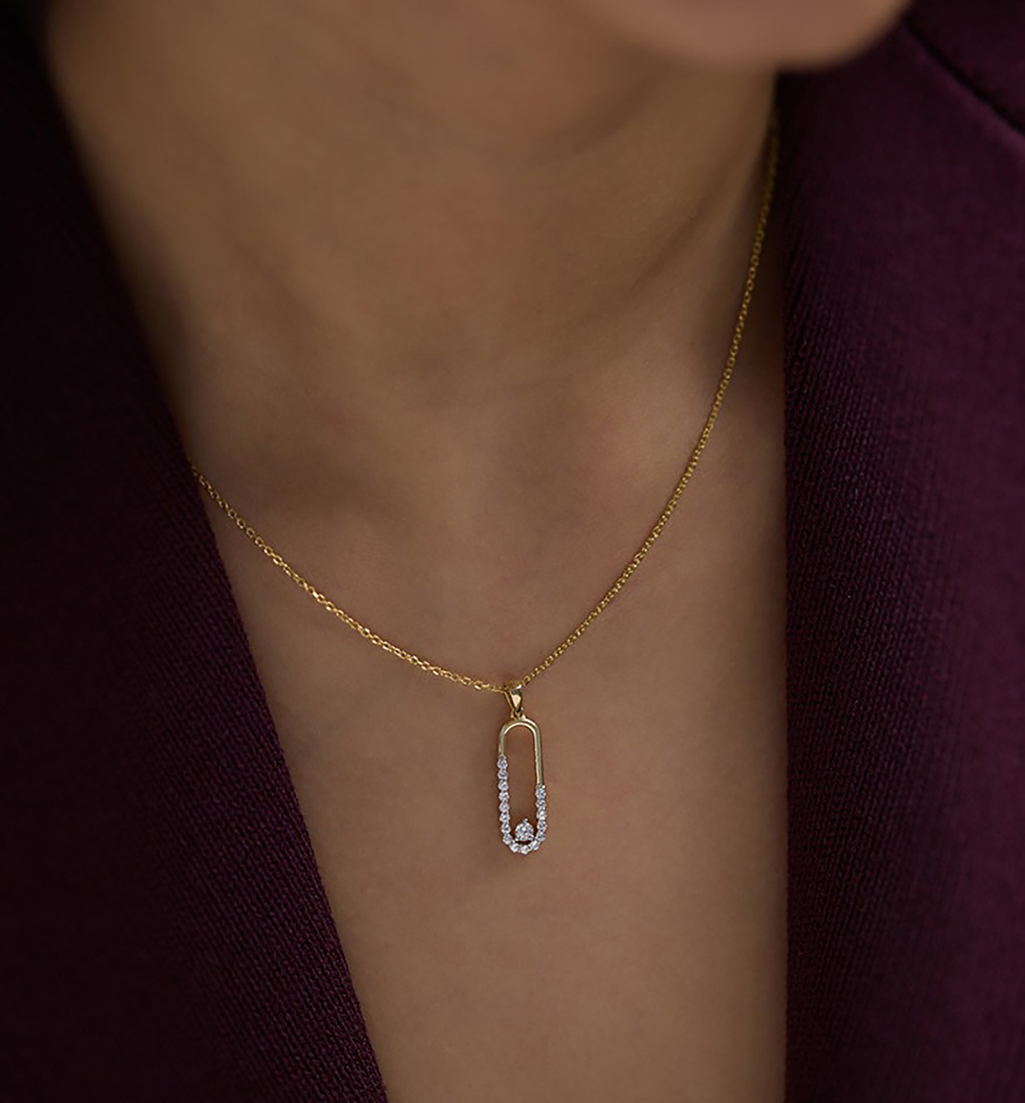 Héméra 18K Gold Hollow Oval Necklace