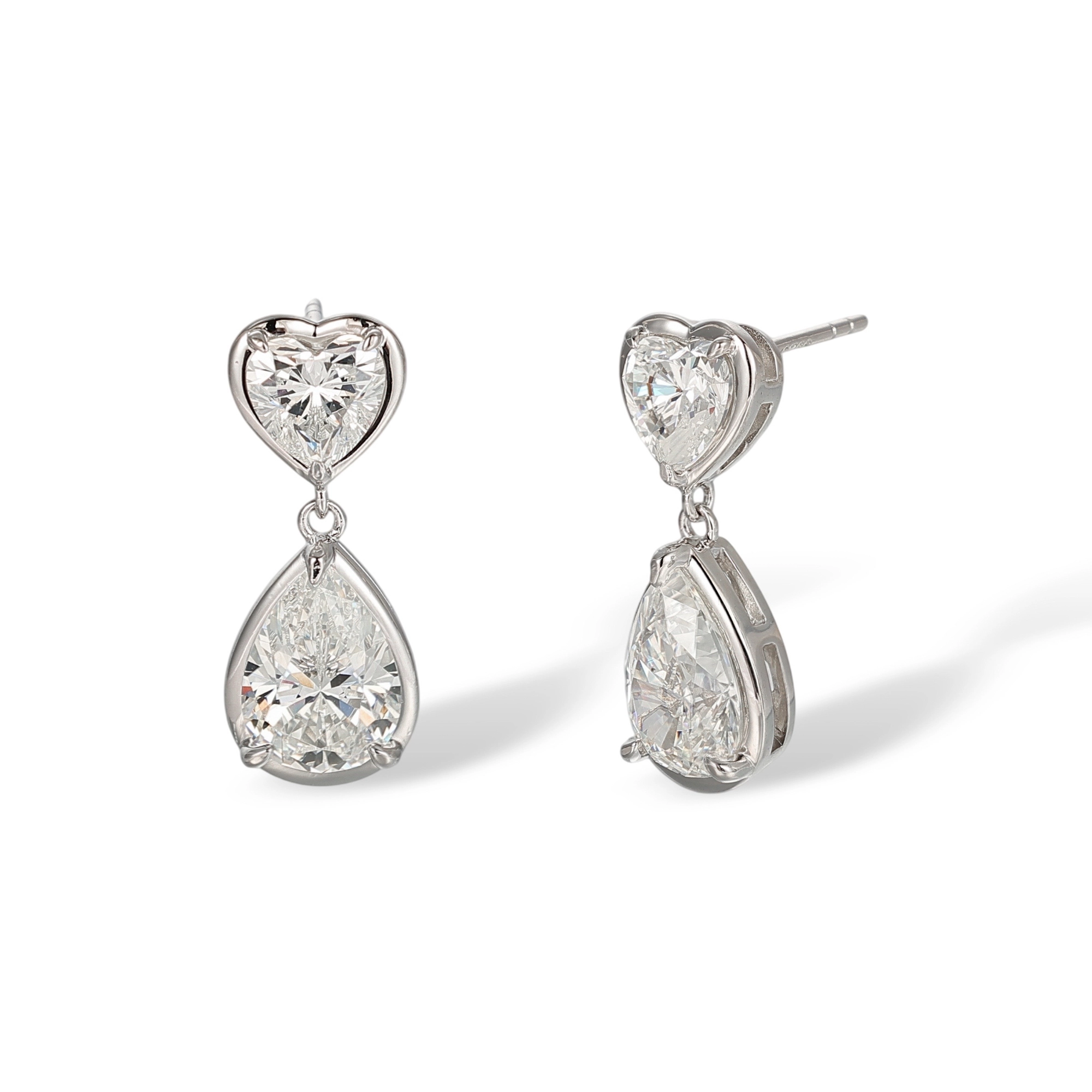 Hadwig White Bezel Heart Teardrop Drop Earrings