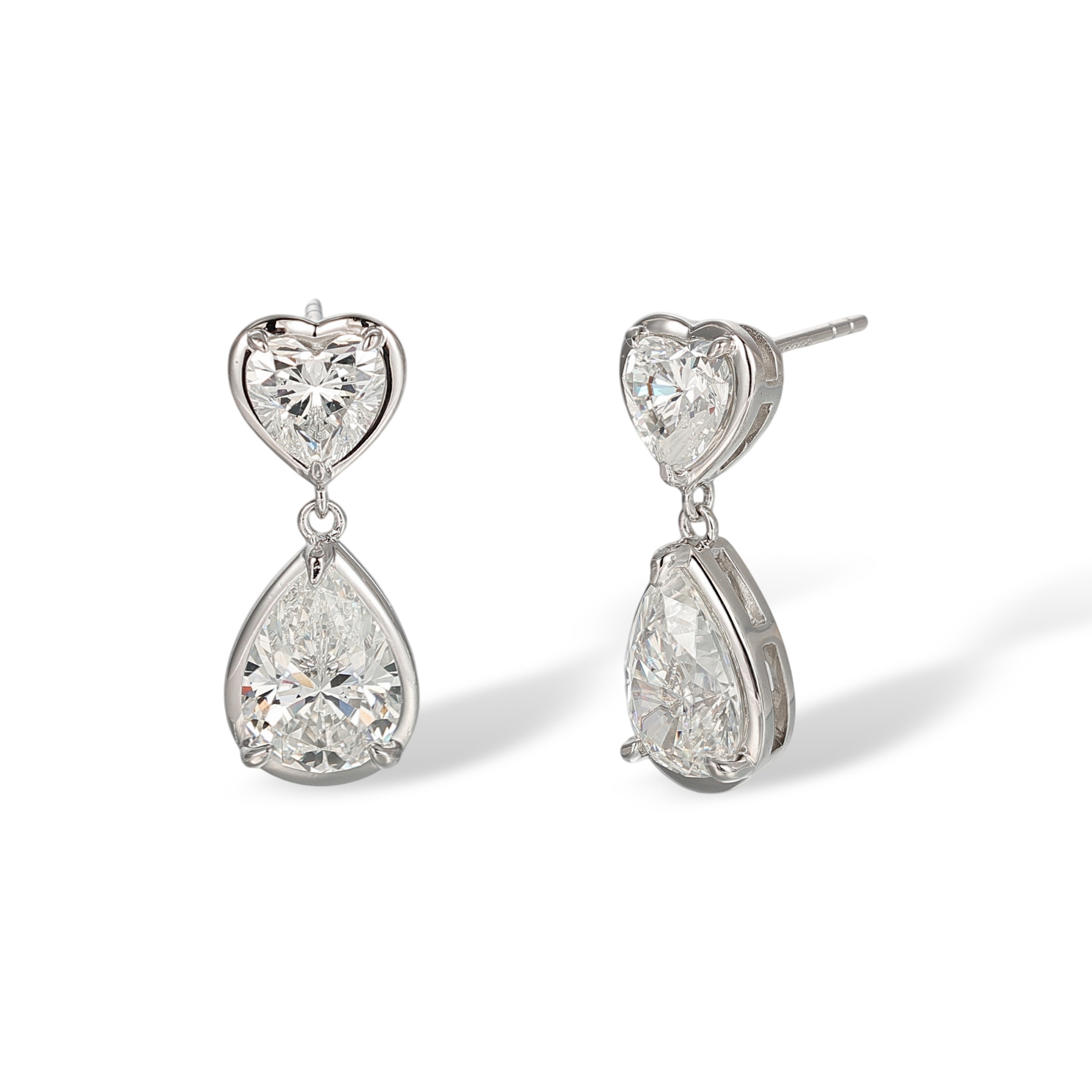 Hadwig White Bezel Heart Teardrop Drop Earrings