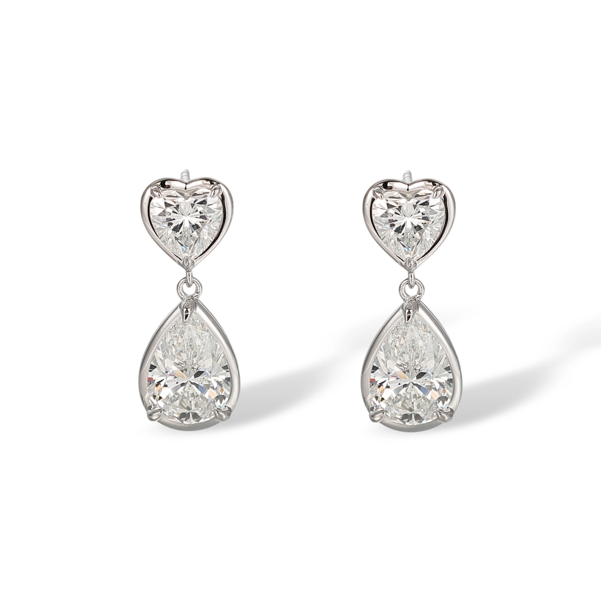 Hadwig White Bezel Heart Teardrop Drop Earrings