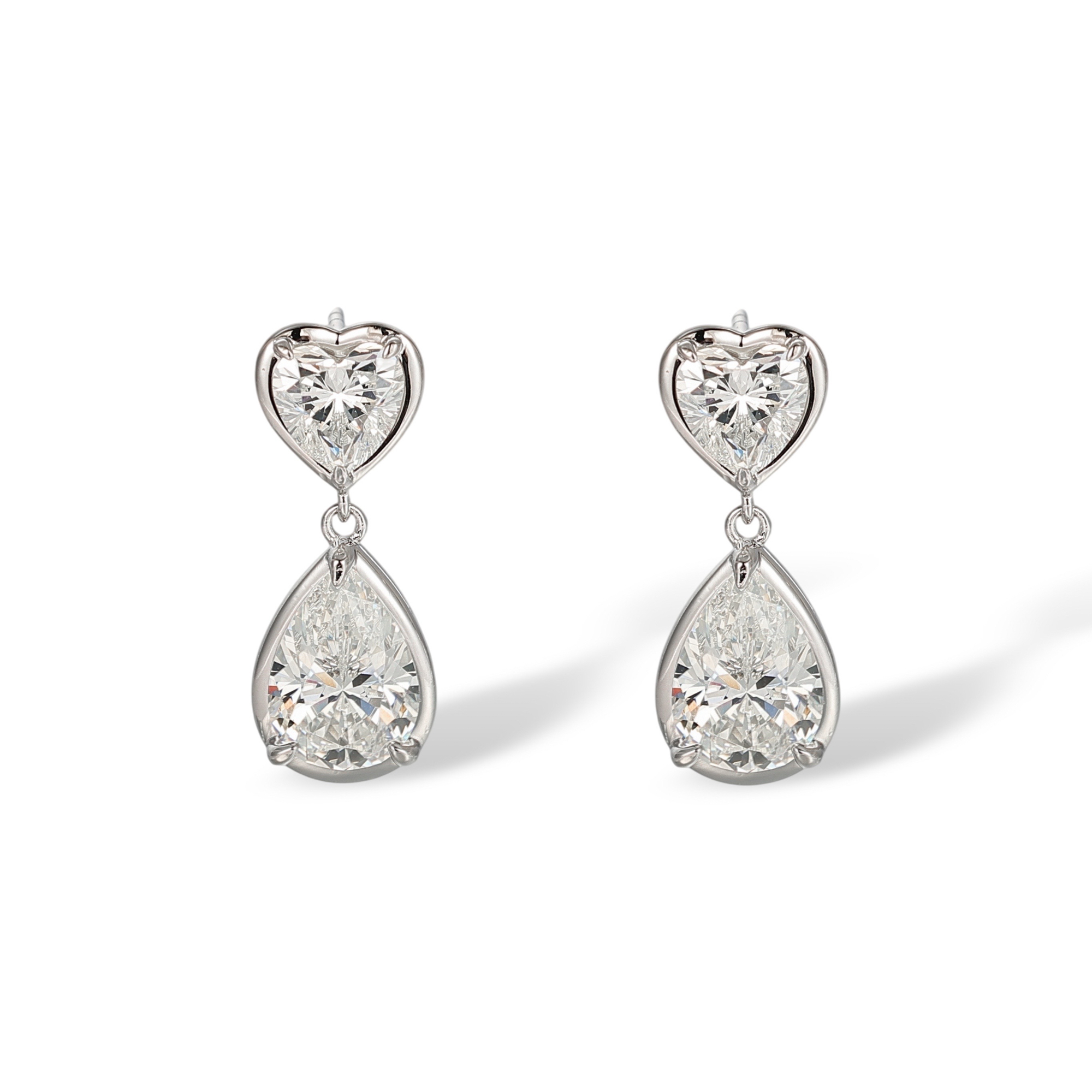 Hadwig White Bezel Heart Teardrop Drop Earrings