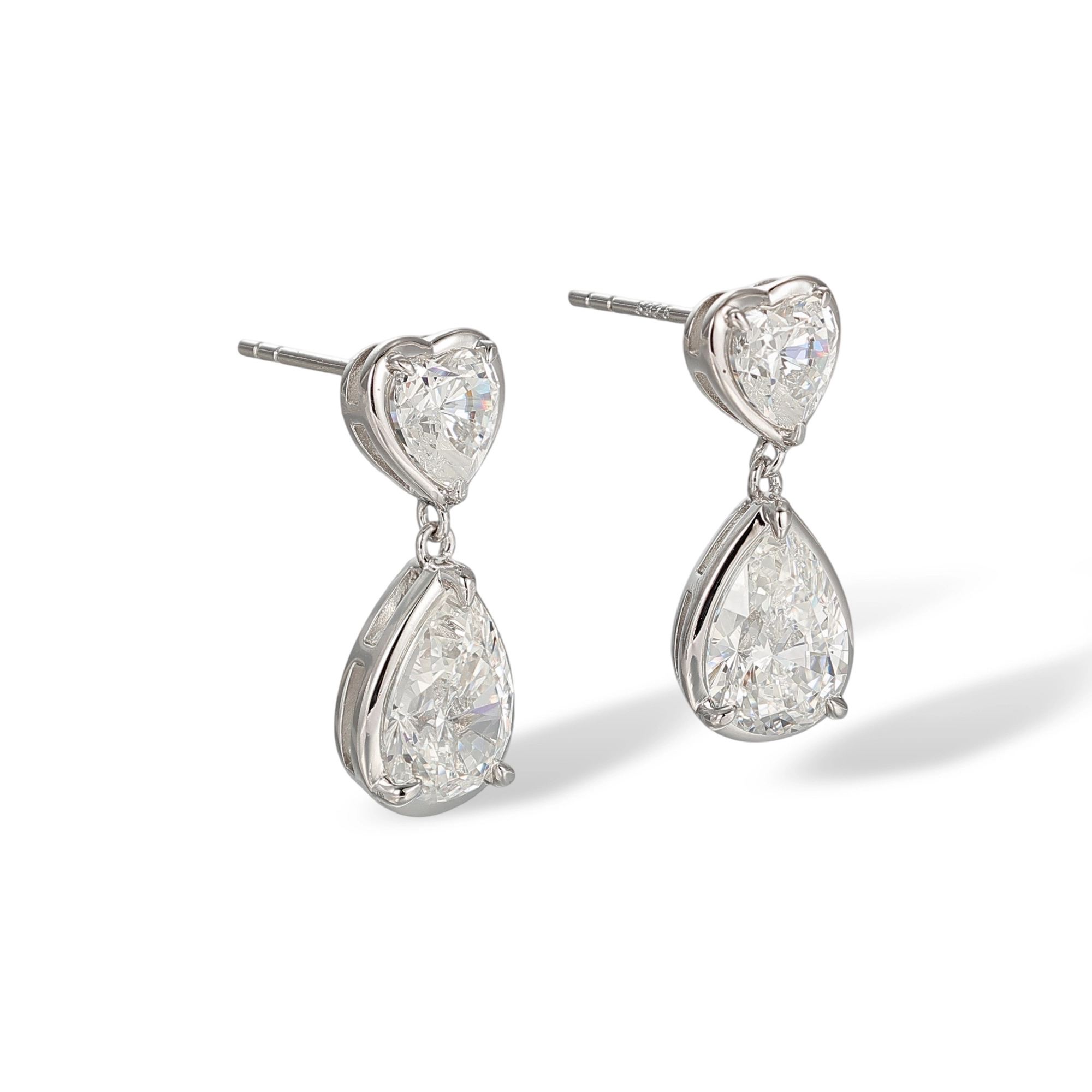 Hadwig White Bezel Heart Teardrop Drop Earrings