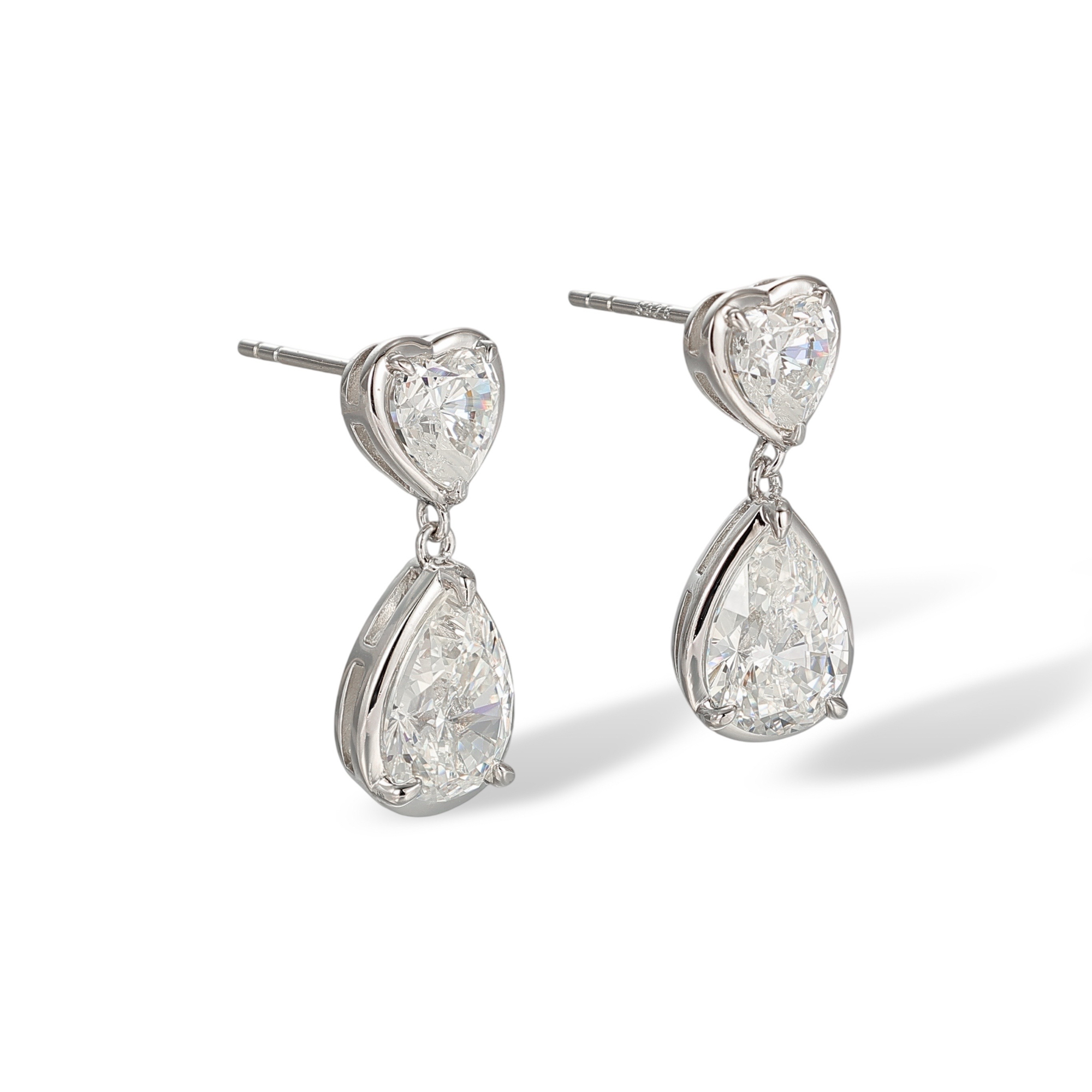 Hadwig White Bezel Heart Teardrop Drop Earrings