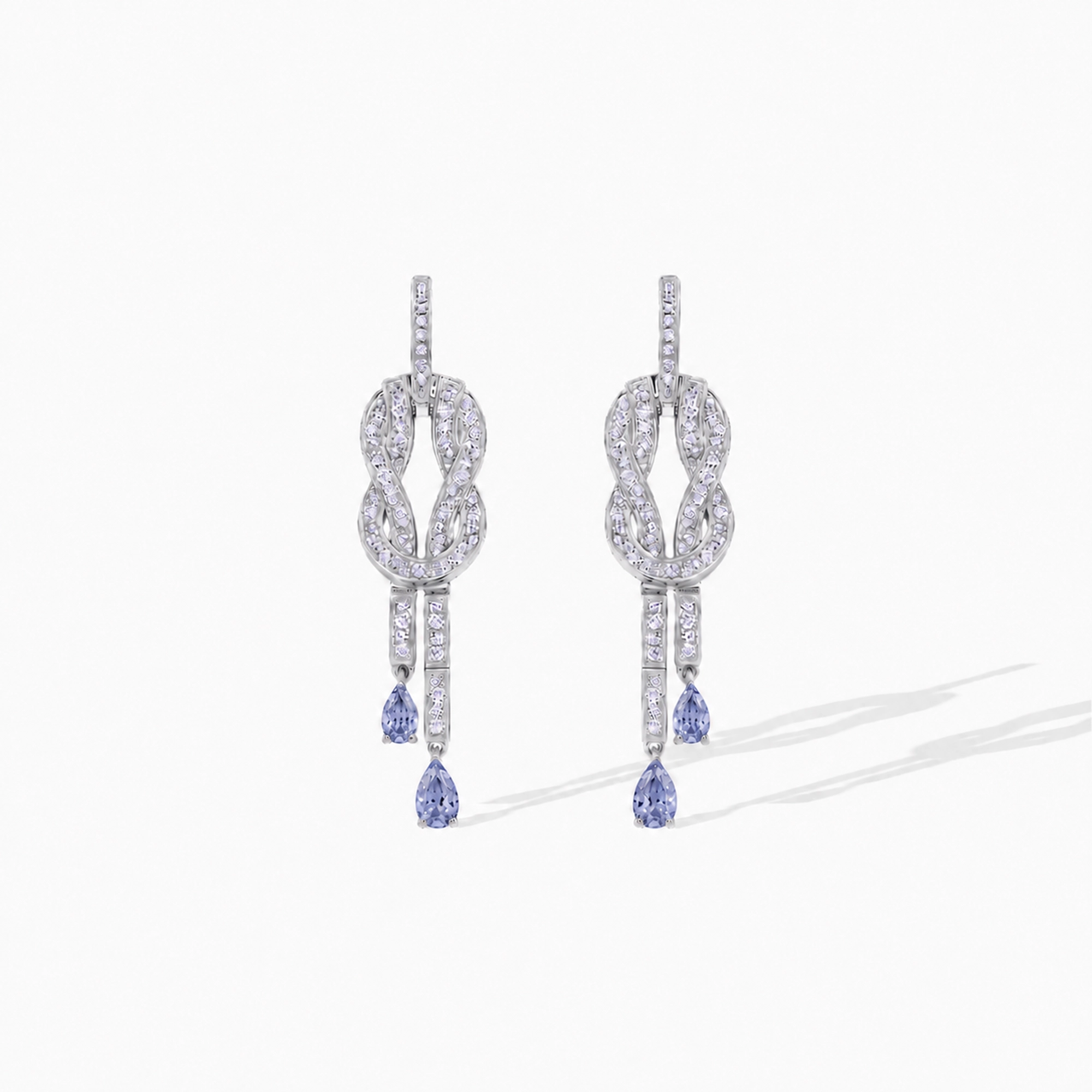 Hadwina White Twisted Knot Drop Earrings