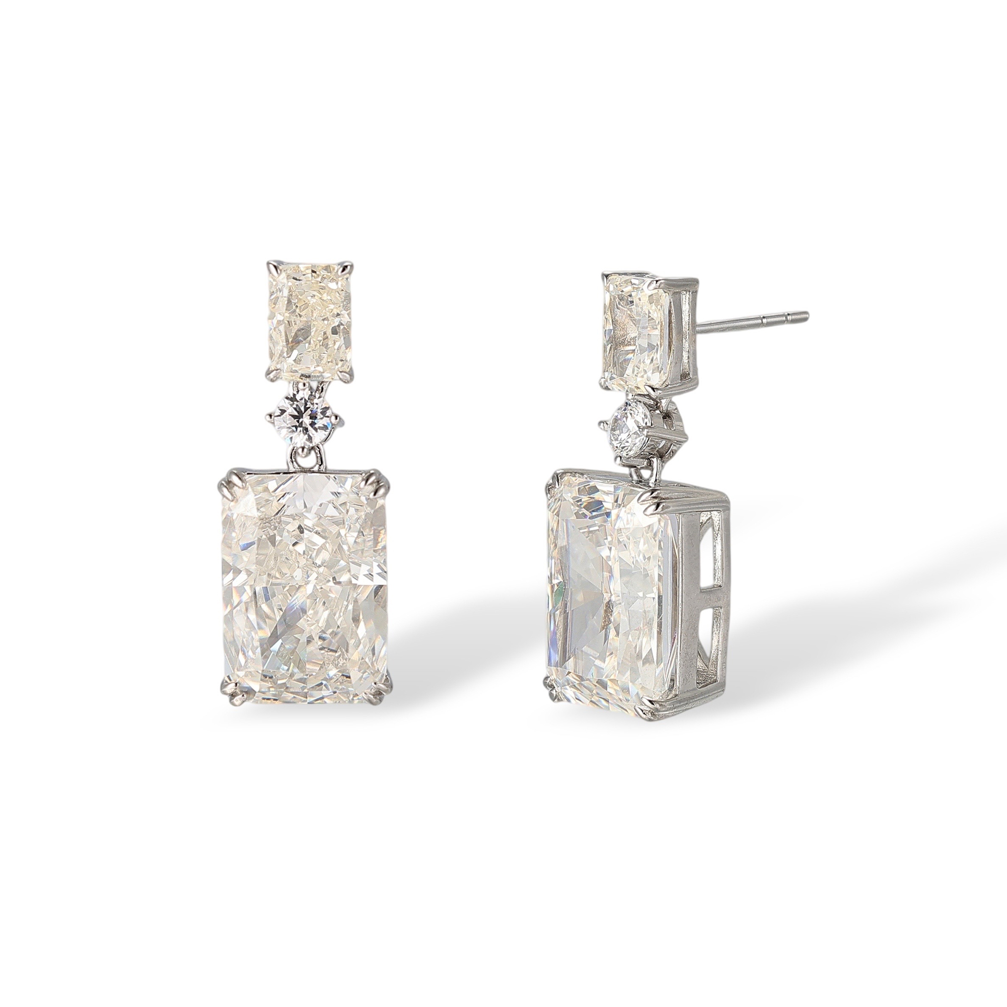 Hedberta White Rectangular Drop Earrings