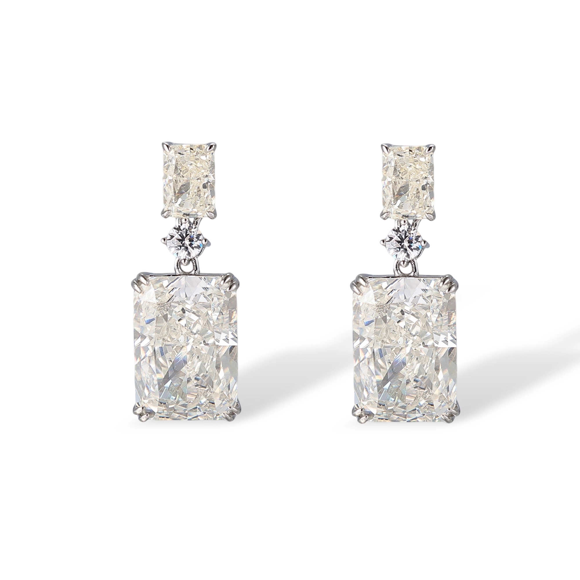 Hedberta White Rectangular Drop Earrings
