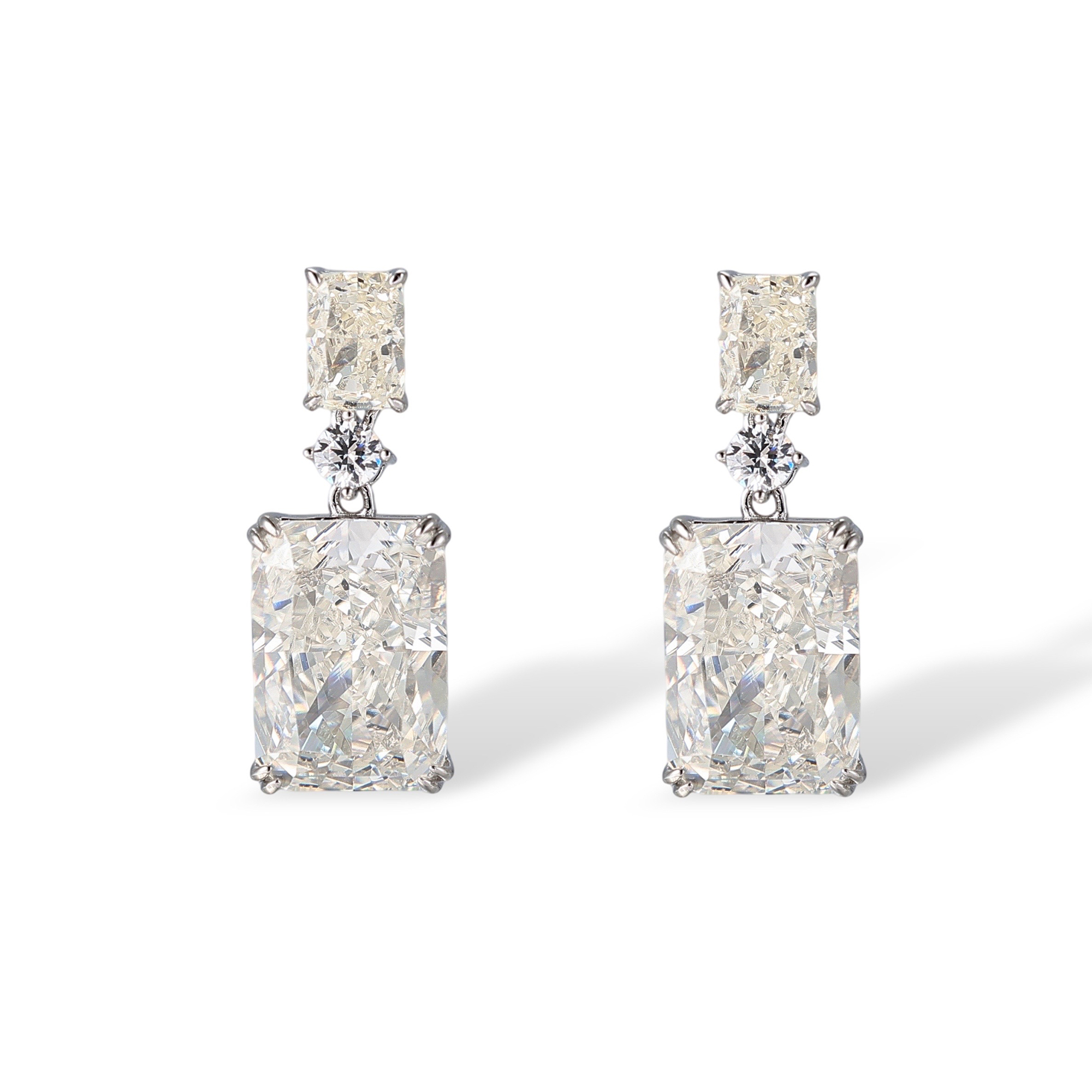 Hedberta White Rectangular Drop Earrings