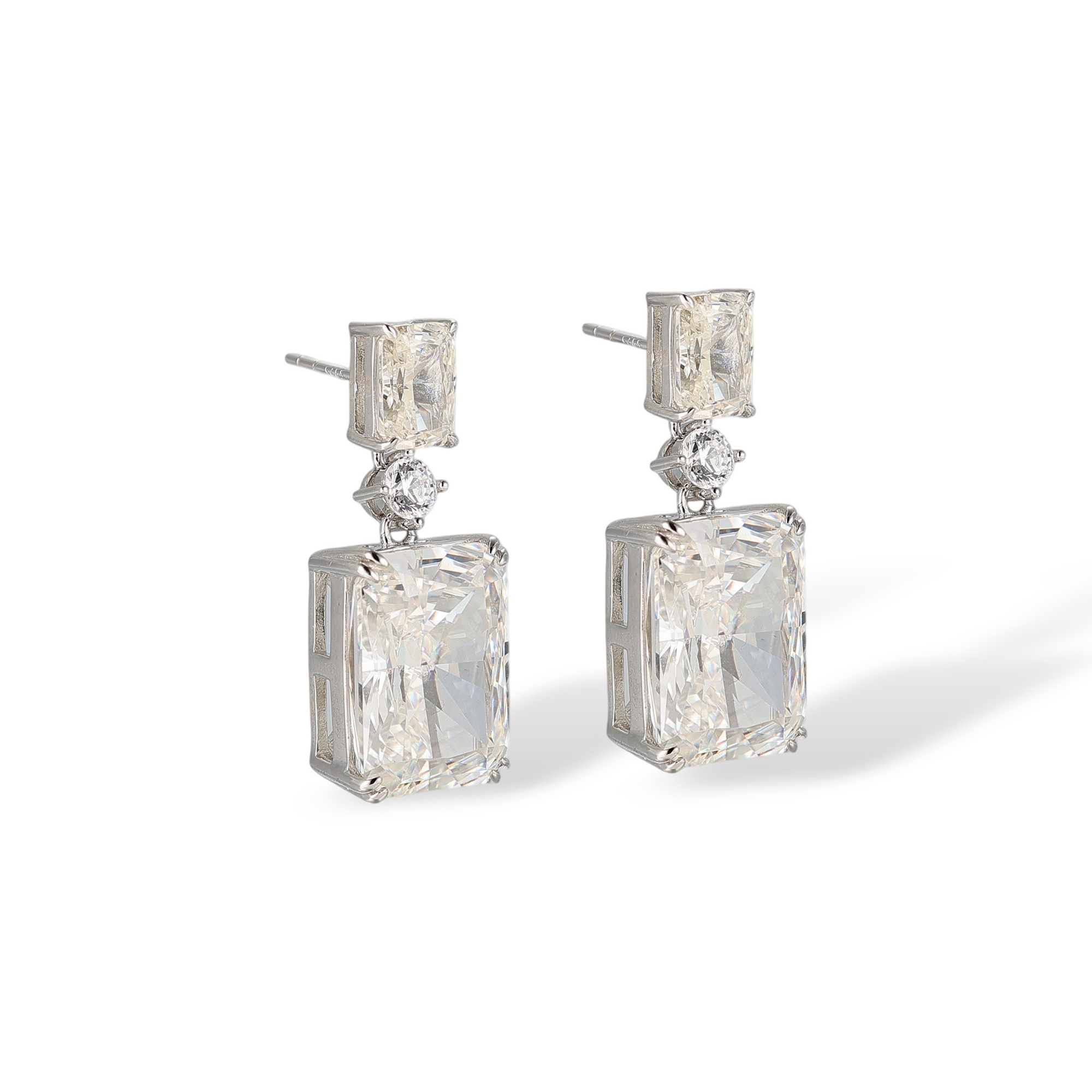 Hedberta White Rectangular Drop Earrings