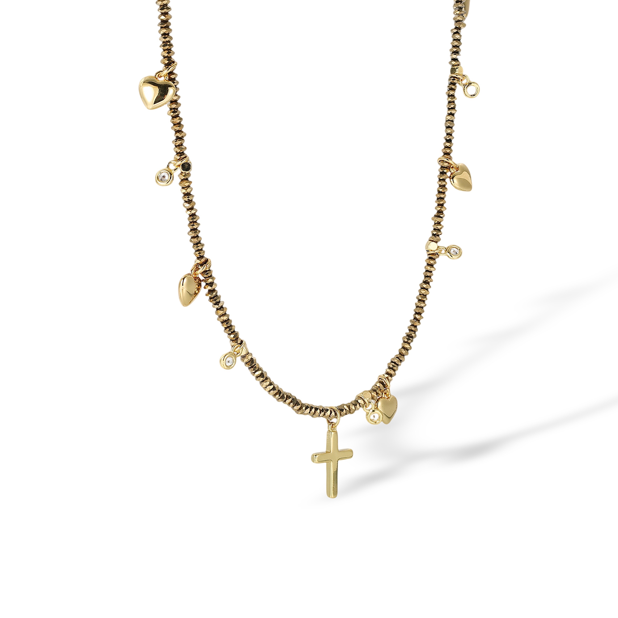 Hedwige 18K Gold Cross Heart Choker Necklace