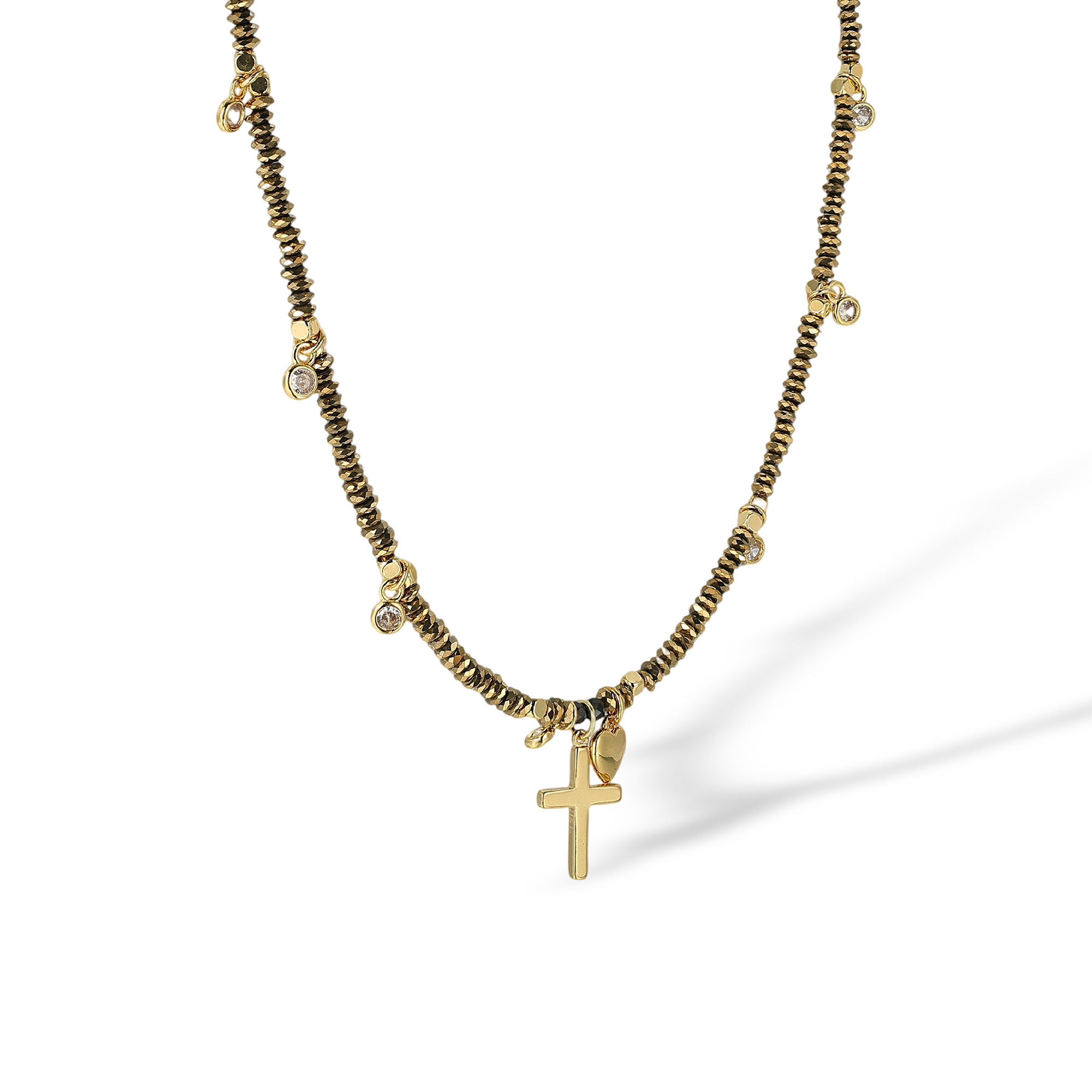 Hedwige 18K Gold Cross Heart Long Necklace