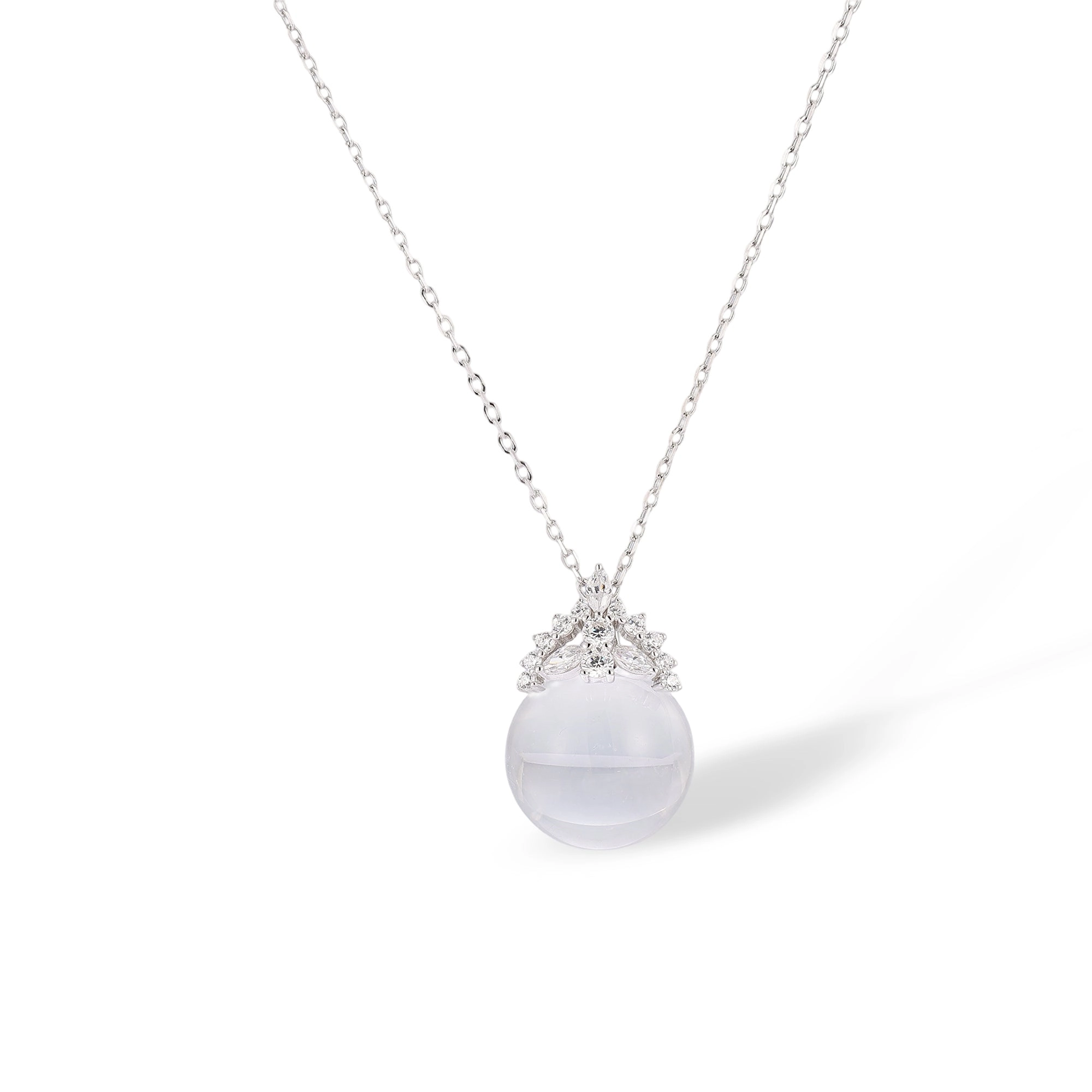 Heilrun White Crown Round Crystal Necklace