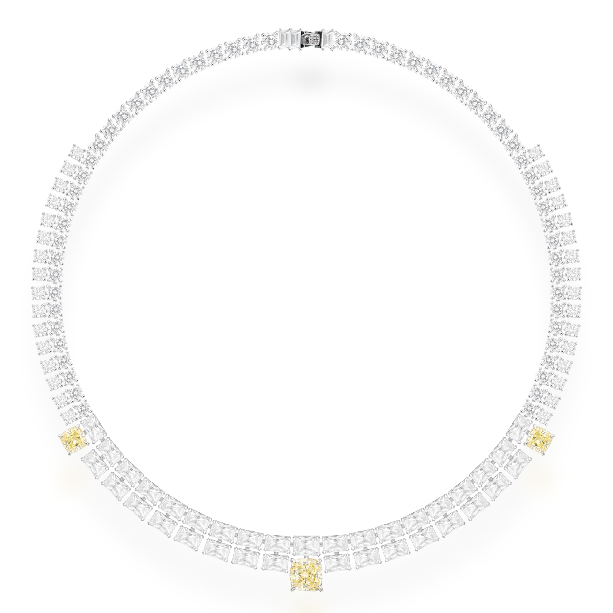 Helenka Yellow Cushion Rectangular Choker Necklace