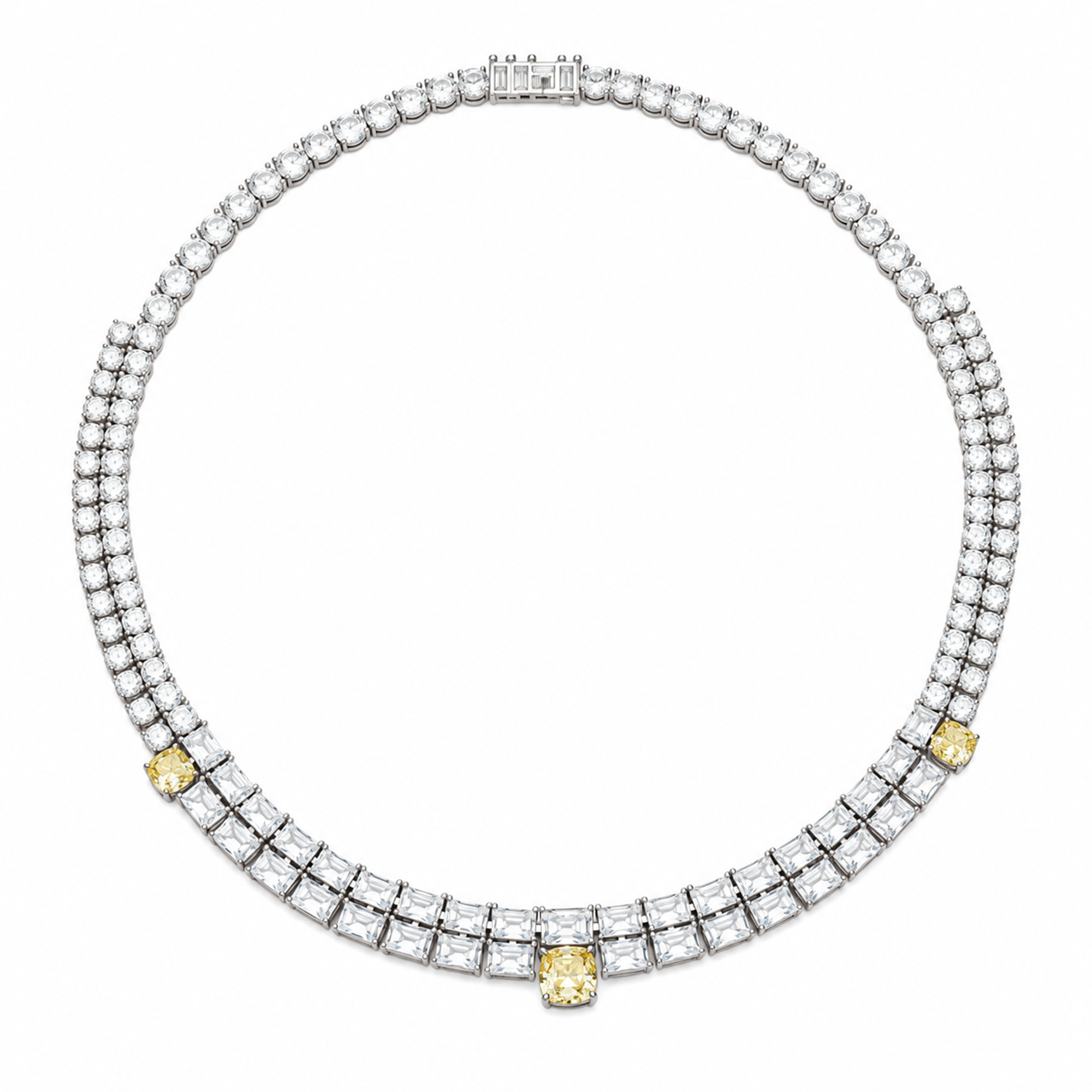 Helenka Yellow Cushion Rectangular Choker Necklace