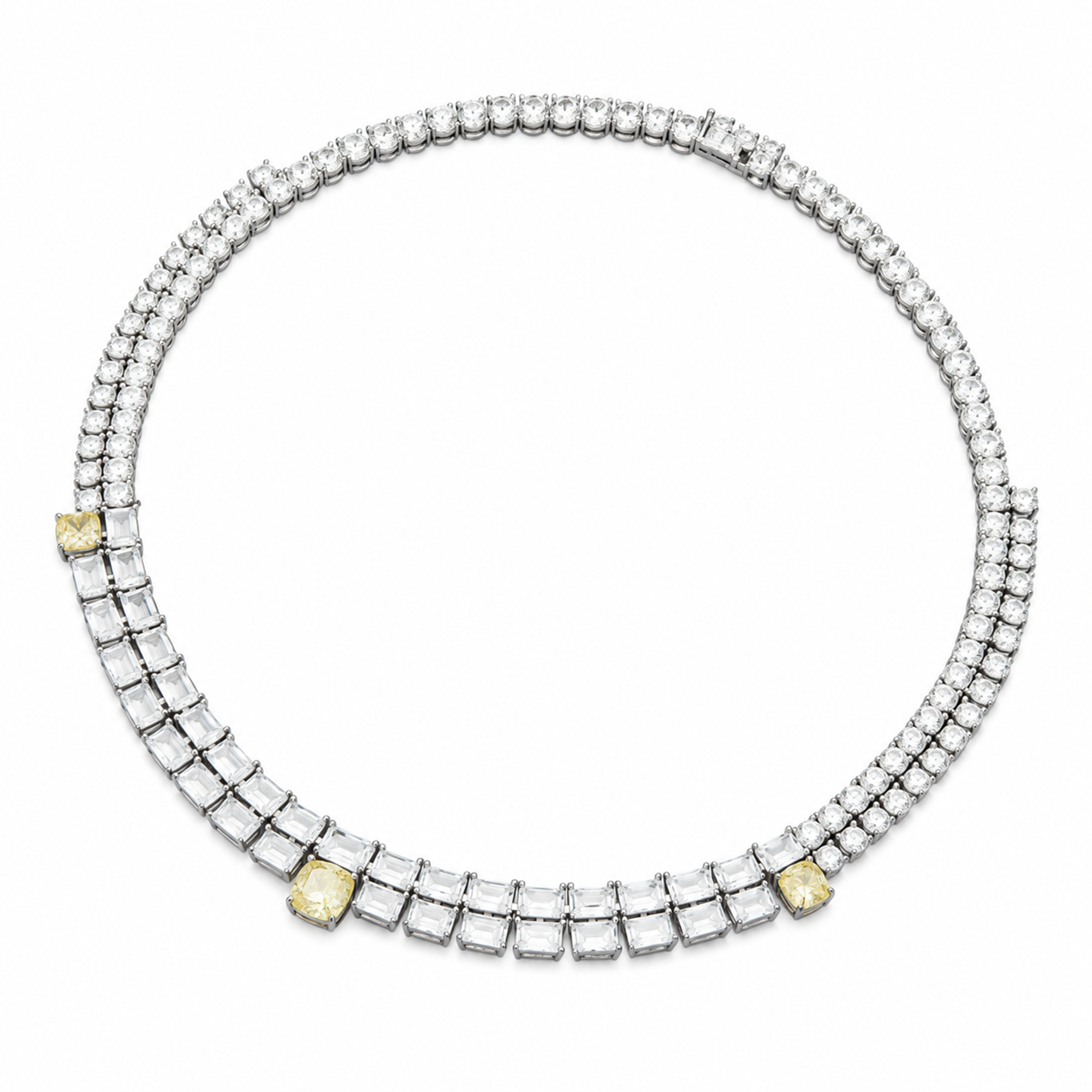 Helenka Yellow Cushion Rectangular Choker Necklace