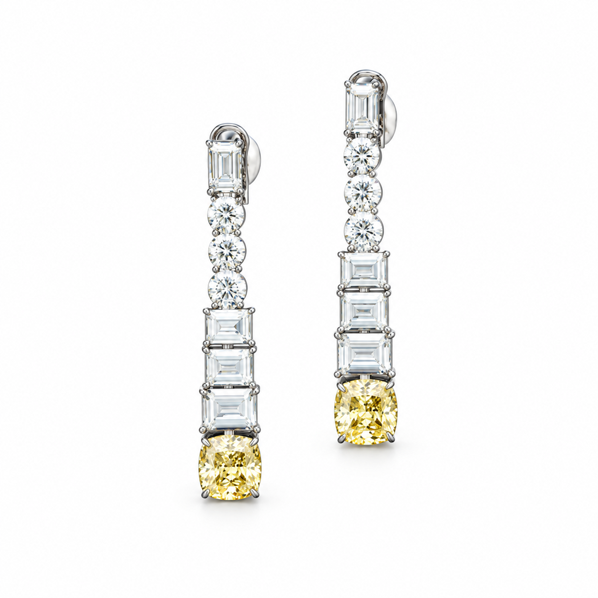 Helenka Yellow Cushion Rectangular Drop Earrings