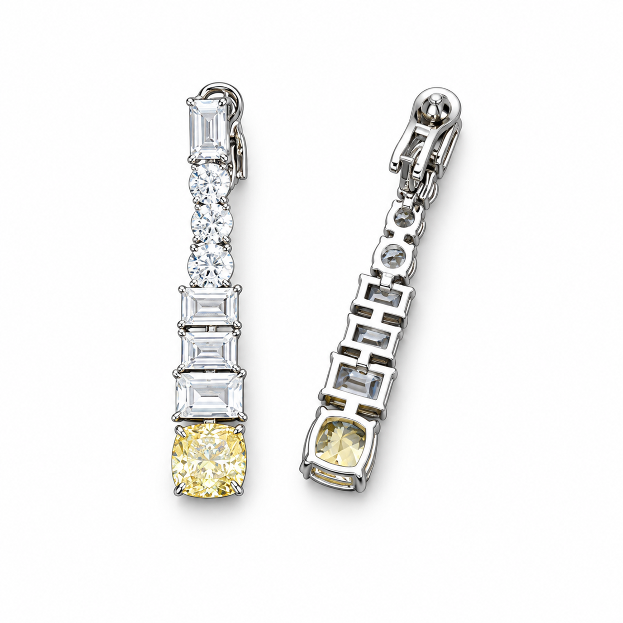 Helenka Yellow Cushion Rectangular Drop Earrings