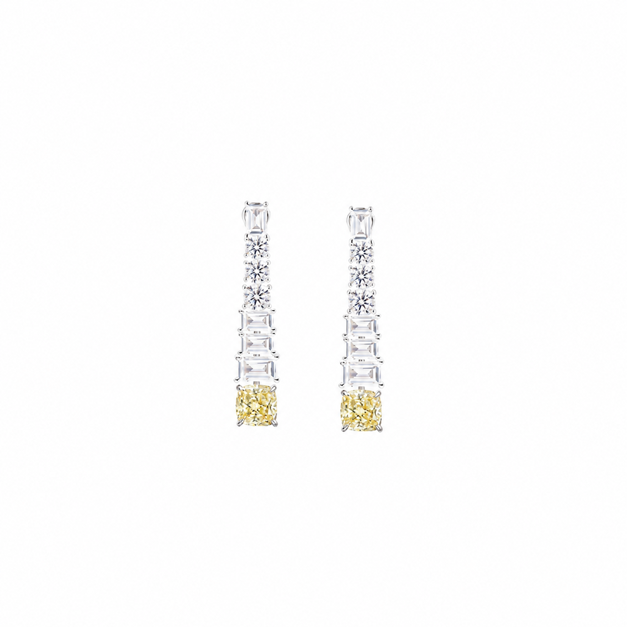 Helenka Yellow Cushion Rectangular Drop Earrings