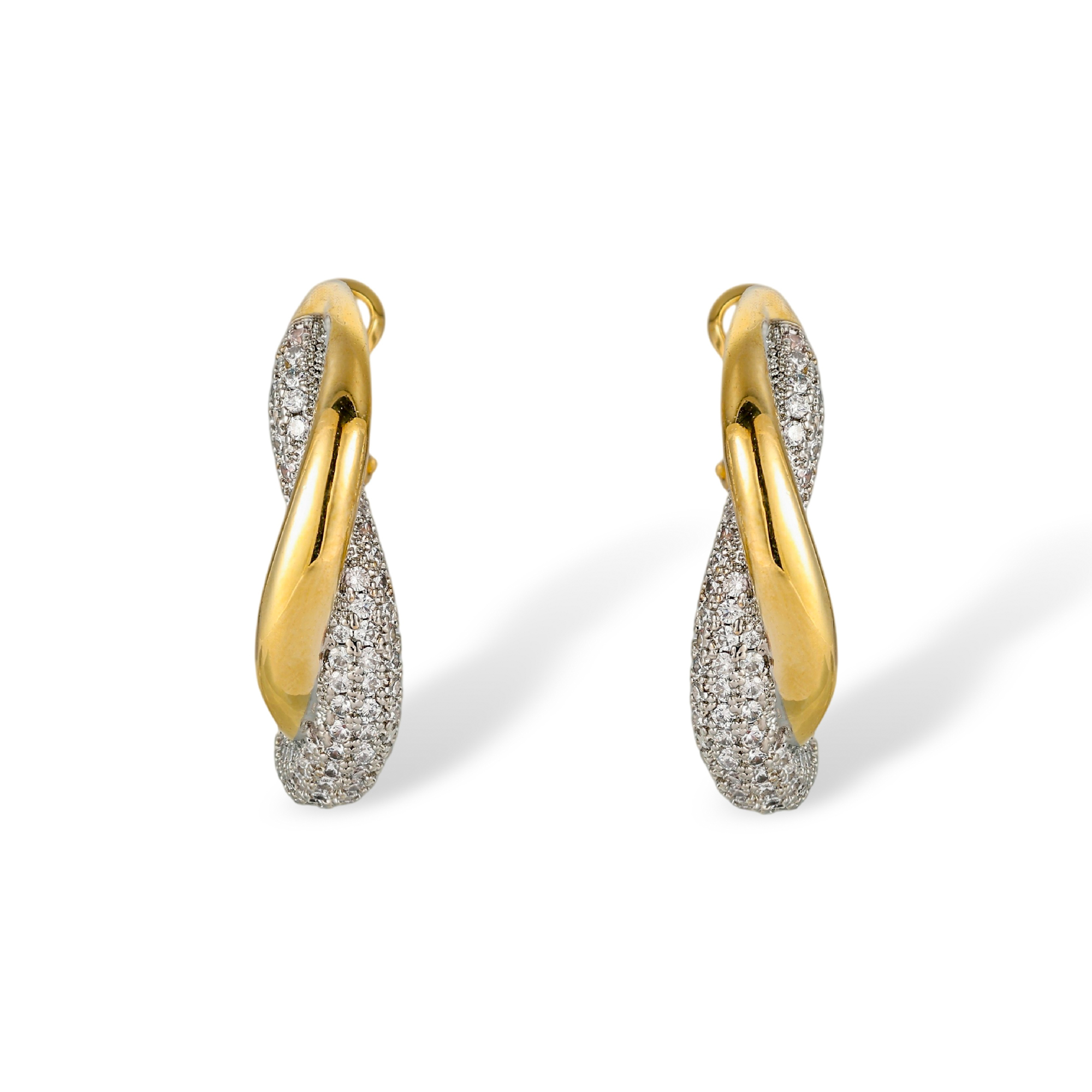 Helgard Two Tone Twisted Crossover Hoop Earrings